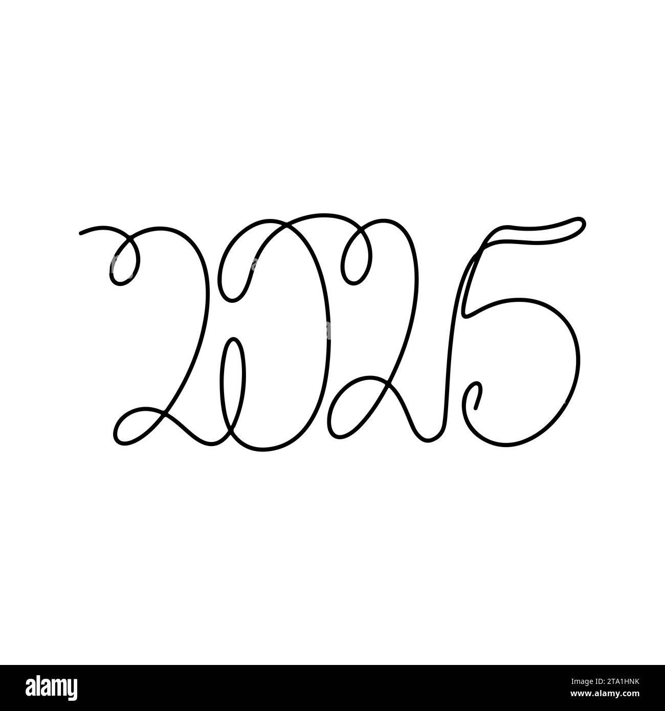 2025 ans en ligne simple. Un dessin au trait continu. Illustration vectorielle isolée sur fond blanc. Illustration de Vecteur