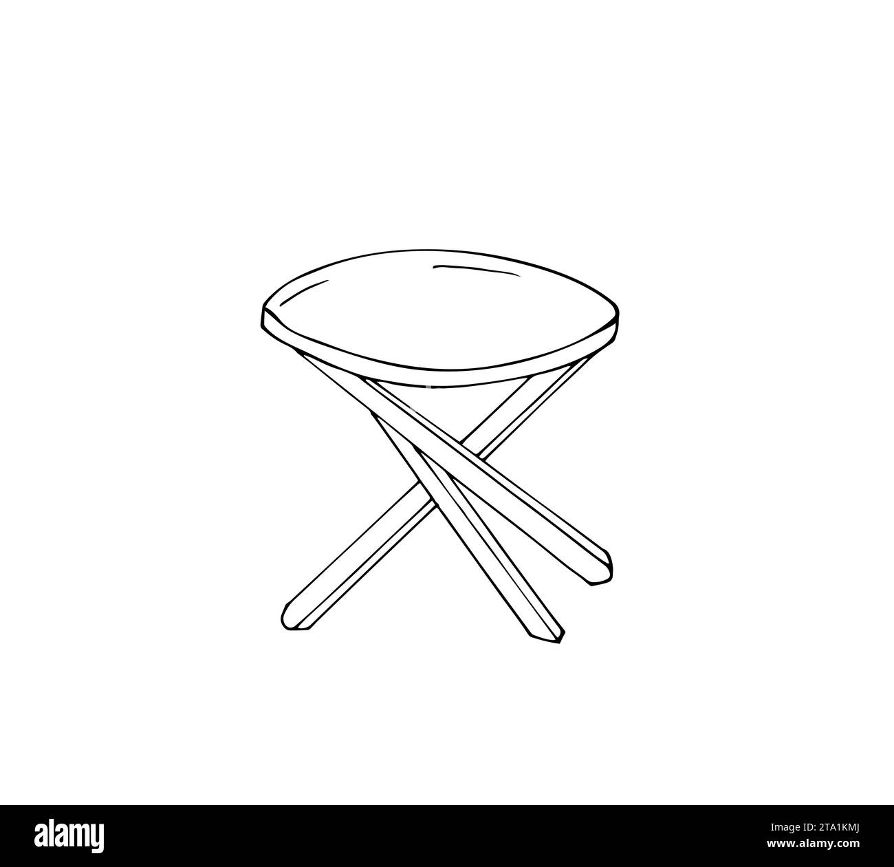 Table ronde dessinée à la main. Vecteur d'objet intérieur. Icône de gribouillage de table ronde. Illustration vectorielle de table basse isolée sur un fond blanc. Illustration de Vecteur