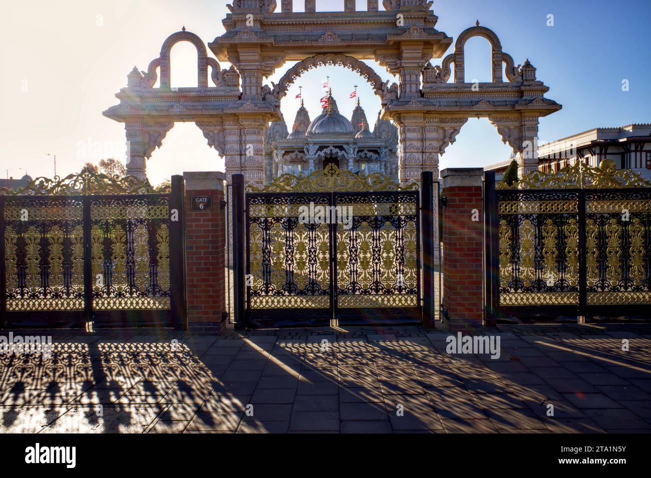 BAP Shri Swaminarayan Mandir, Neasden, Borough of Brent, Londres, Angleterre, ROYAUME-UNI Banque D'Images