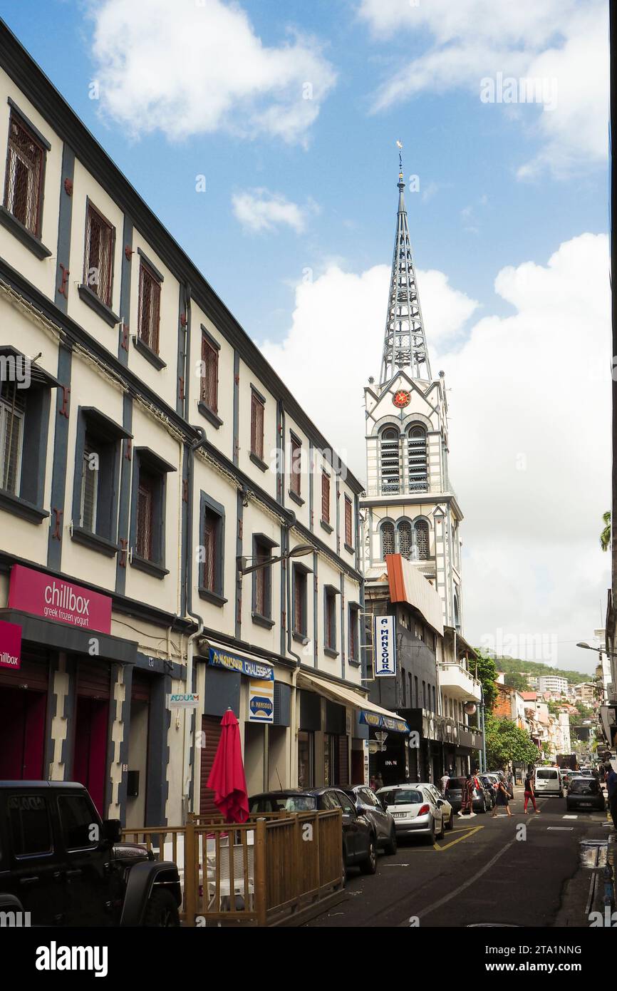 Fort de France, centre ville, Eglise St Louis inauguré le 2 juillet 1895 par Monseigneur Carméné , rue Victor Schoelcher , Martinique, Antilles Banque D'Images