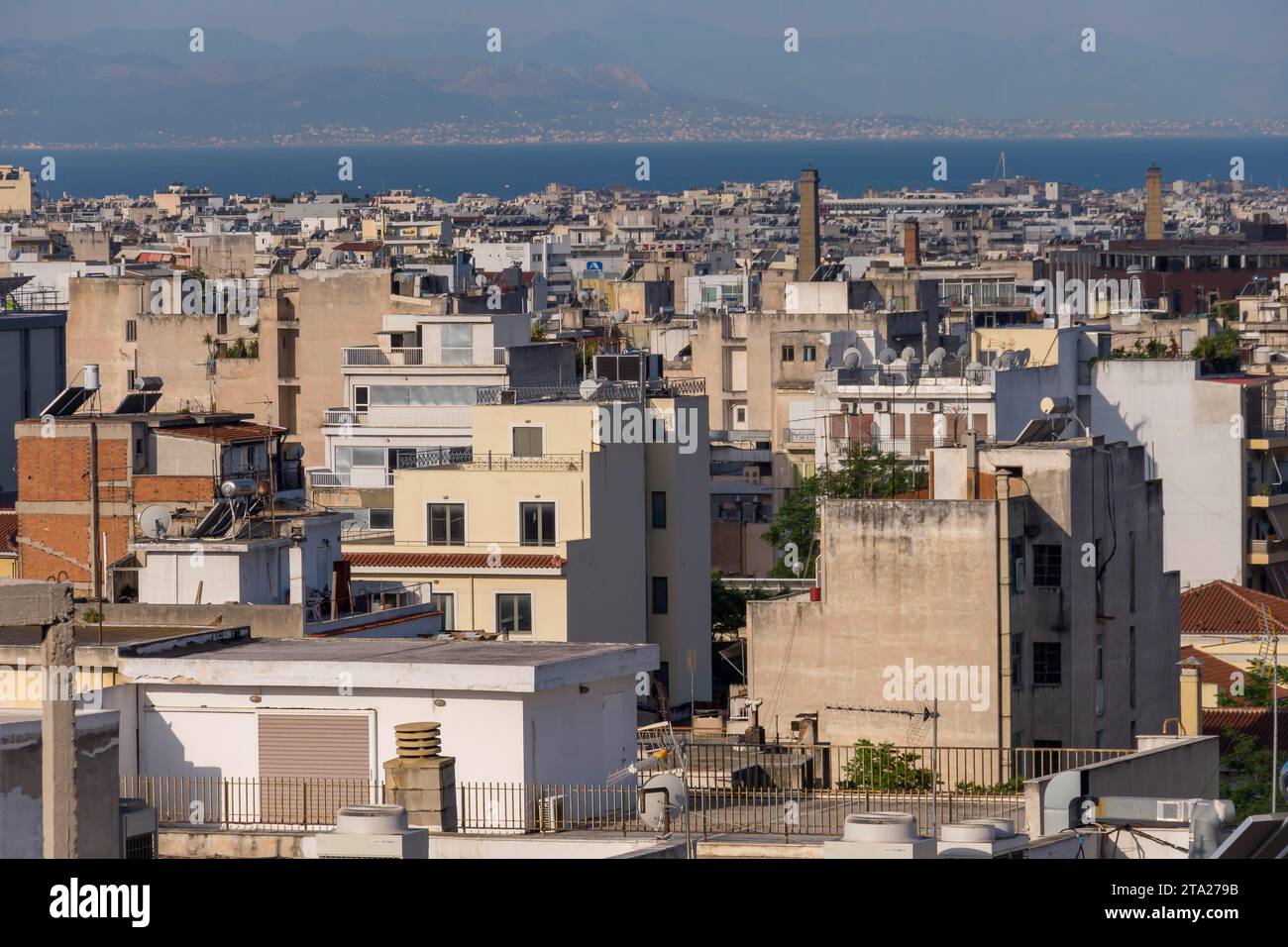 Vue sur les toits, vue du paysage sur les toits, Athènes, Grèce Banque D'Images
