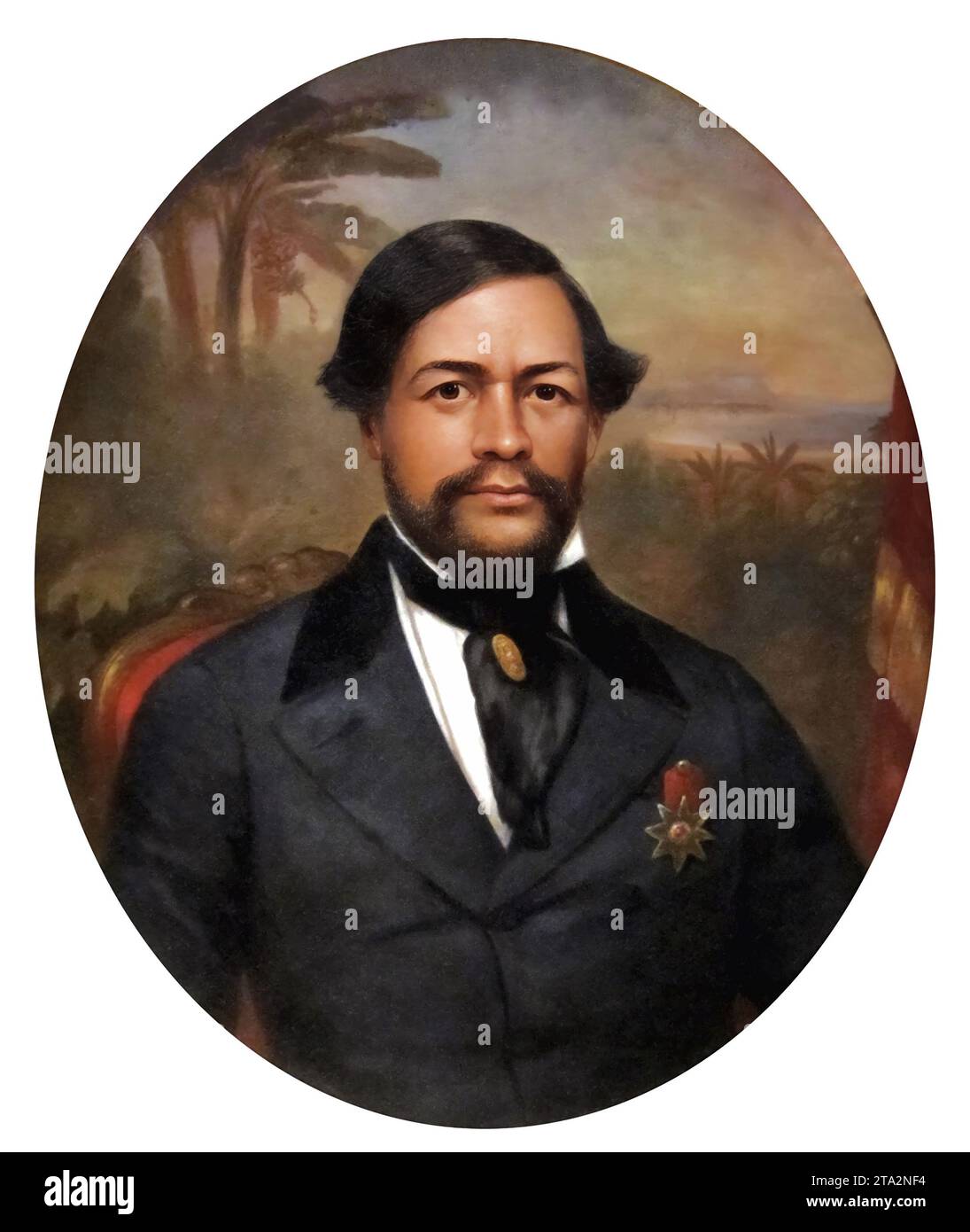 Le roi Kamehameha III Portrait du troisième souverain du royaume d'Hawaï, Keawewweawe'ula Kīwalaʻō Kauikeaouli Kaleiopapa Kalani Waiakua Kalanikau Iokikilo Kīwalaʻō i ke kapu Kamehameha (1814-1854) Banque D'Images