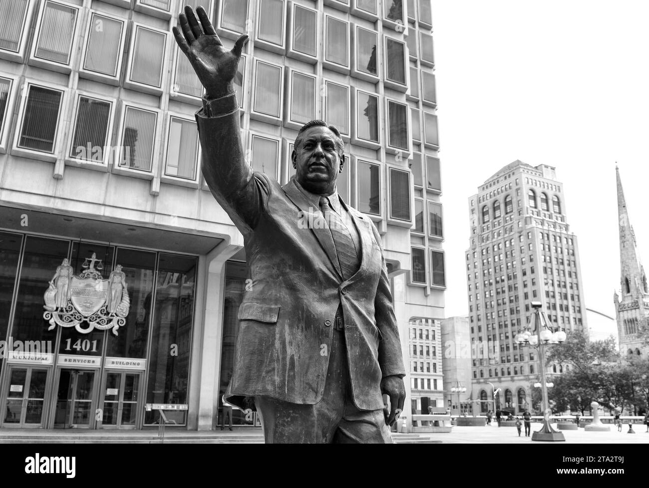 Philadelphie, USA - 29 mai 2018 : Frank L. Rizzo Monument près du Philadelphia Municipal Services Building, PA, USA Banque D'Images