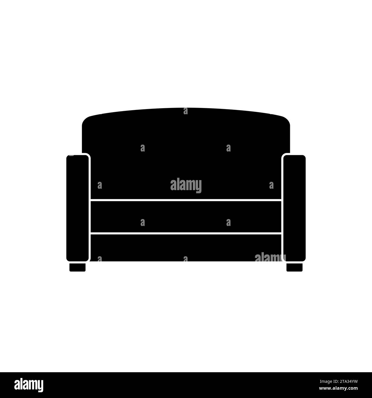 Icône de canapé confortable élégant isolé sur fond blanc. Canapé intérieur d'un salon ou d'un bureau. Meubles moelleux pour la maison de repos et de détente. Illustration de Vecteur