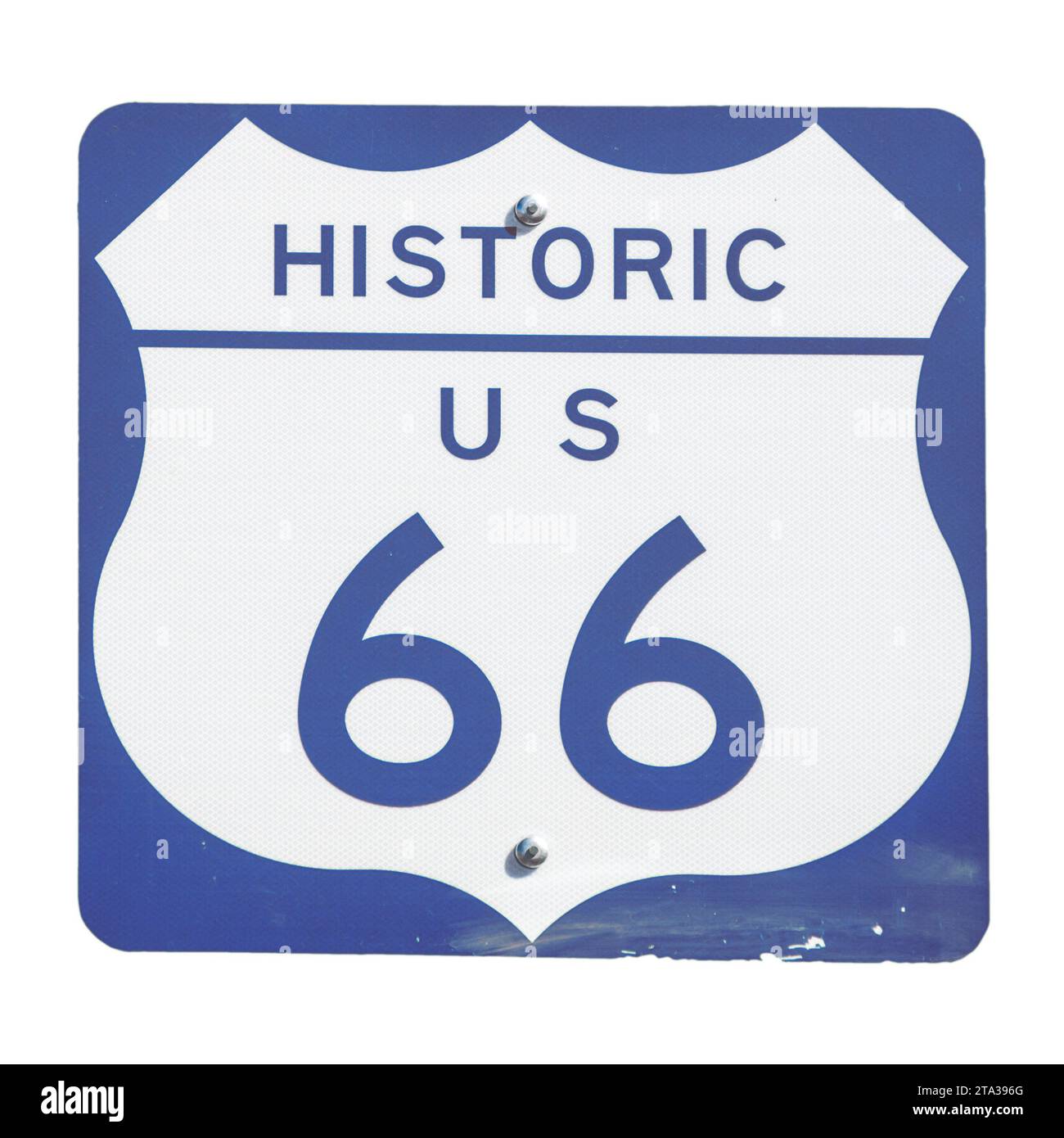 Un panneau de style vintage US route 66 avec une flèche et du texte Banque D'Images