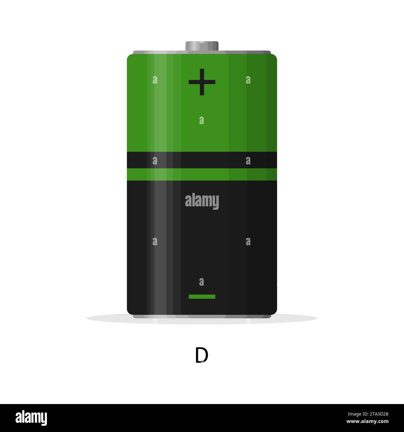 Pile alcaline D isolée sur fond blanc. Piles rechargeables de stockage d'énergie plat style moderne. Illustration vectorielle. Illustration de Vecteur