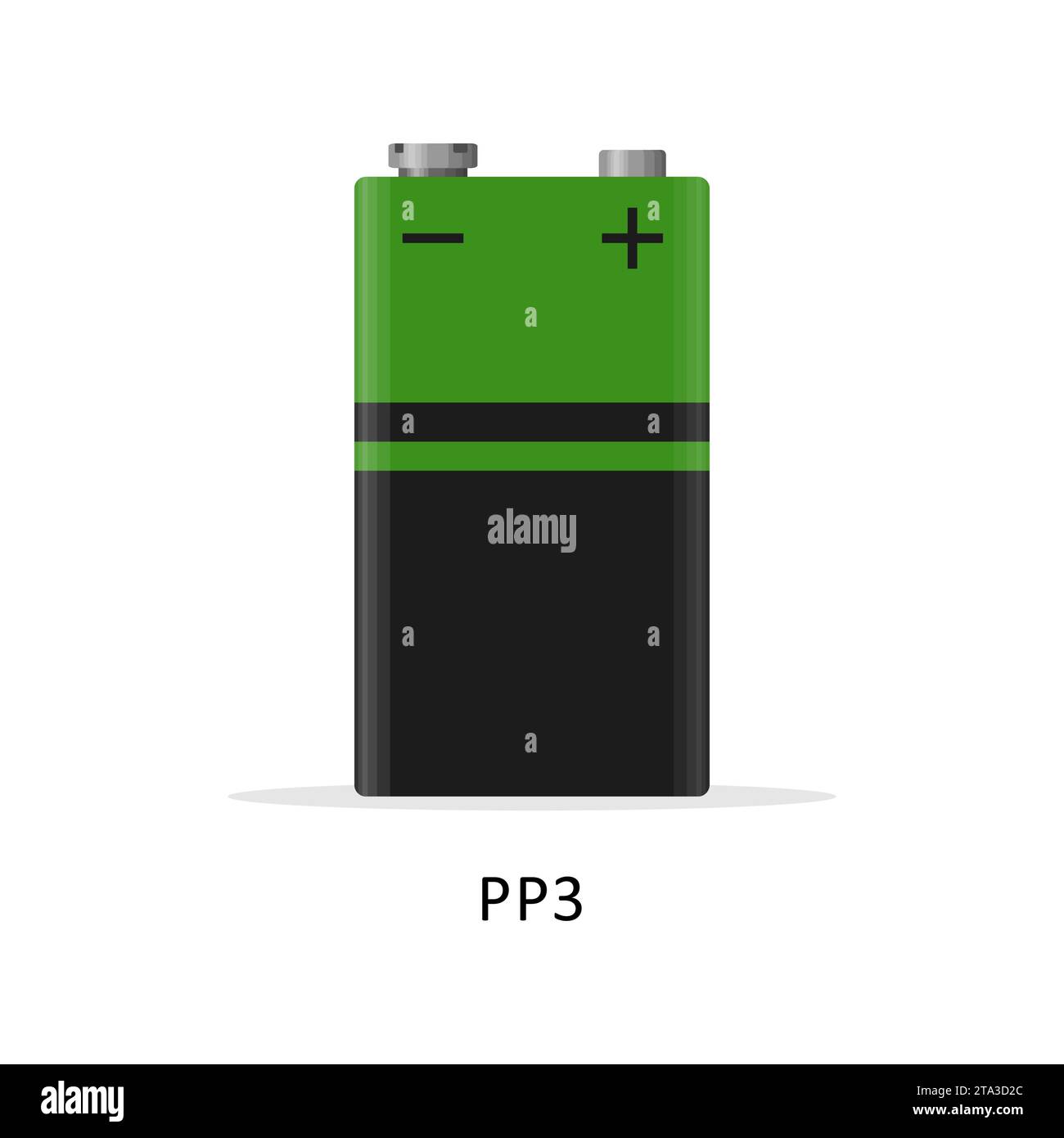 Pile alcaline PP3 isolée sur fond blanc. Batterie rechargeable 9V cellules de stockage d'énergie plat style moderne. Illustration vectorielle. Illustration de Vecteur