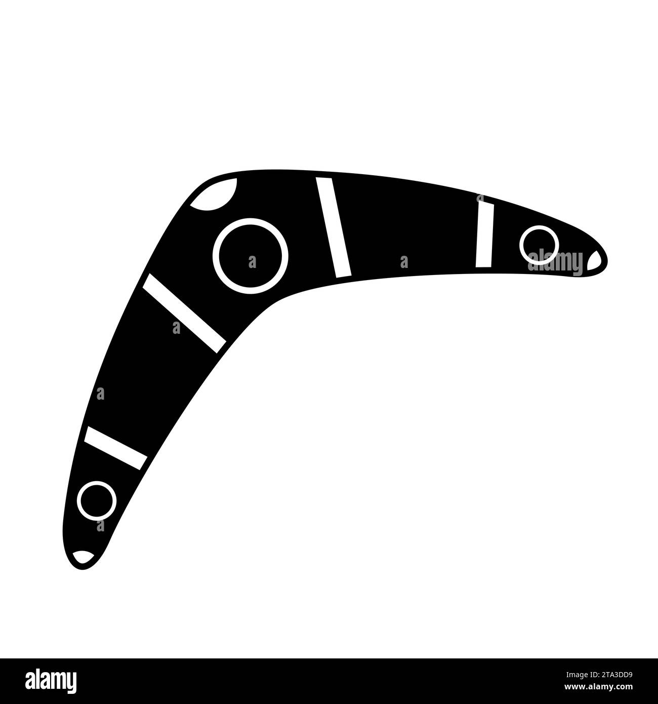 Icône traditionnelle de boomerang en bois isolé sur fond blanc. Arme de chasse et de sport australienne. Boomerang aborigène en bois. Illustration de Vecteur
