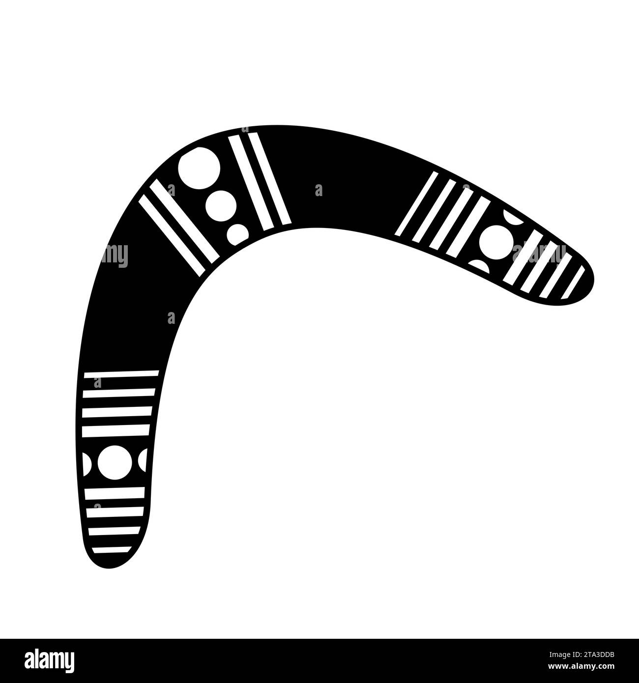 Icône traditionnelle de boomerang en bois isolé sur fond blanc. Arme de chasse et de sport australienne. Boomerang aborigène en bois. Illustration de Vecteur