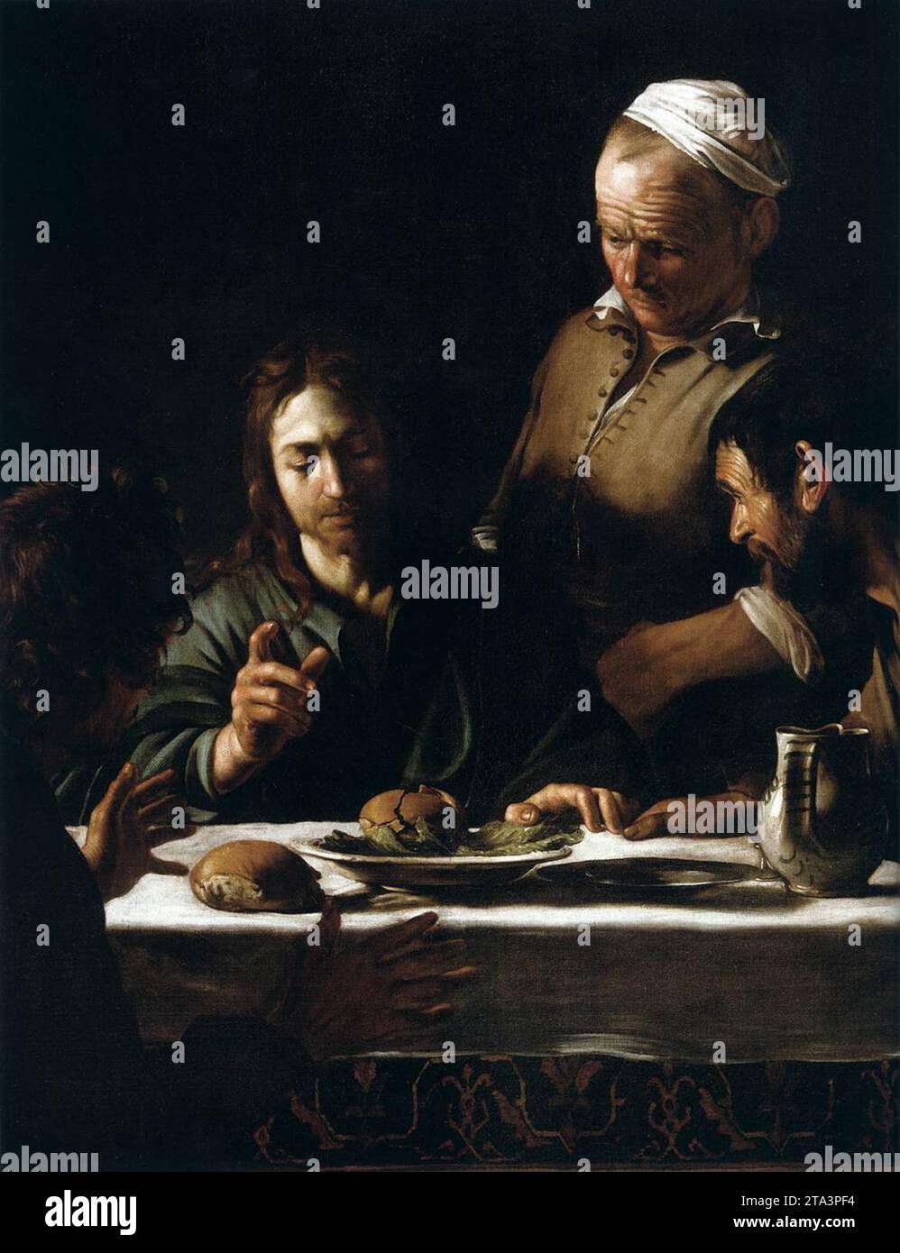 Souper à Emmaus (détail) 1606 par Caravaggio Banque D'Images