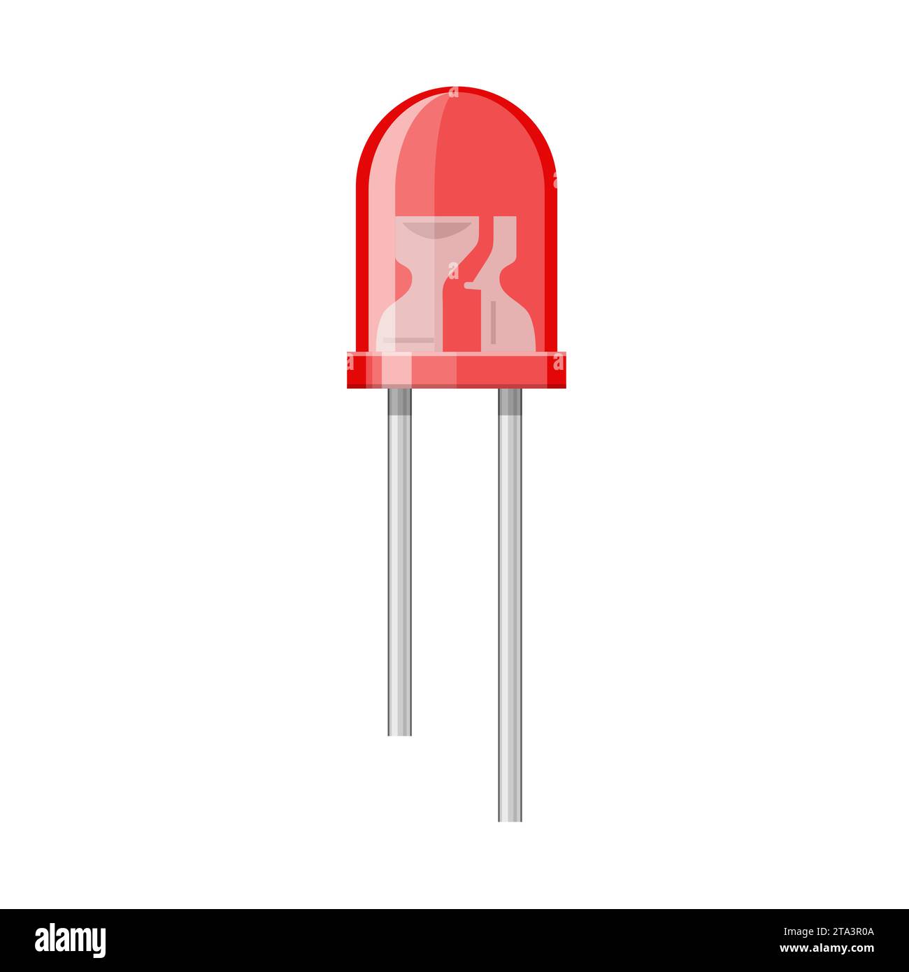 Icône de diode électroluminescente isolée sur fond blanc. Eléments éclairés en rouge, dispositif semi-conducteur. Composant électrique d'ampoule À LED. Illustration de Vecteur