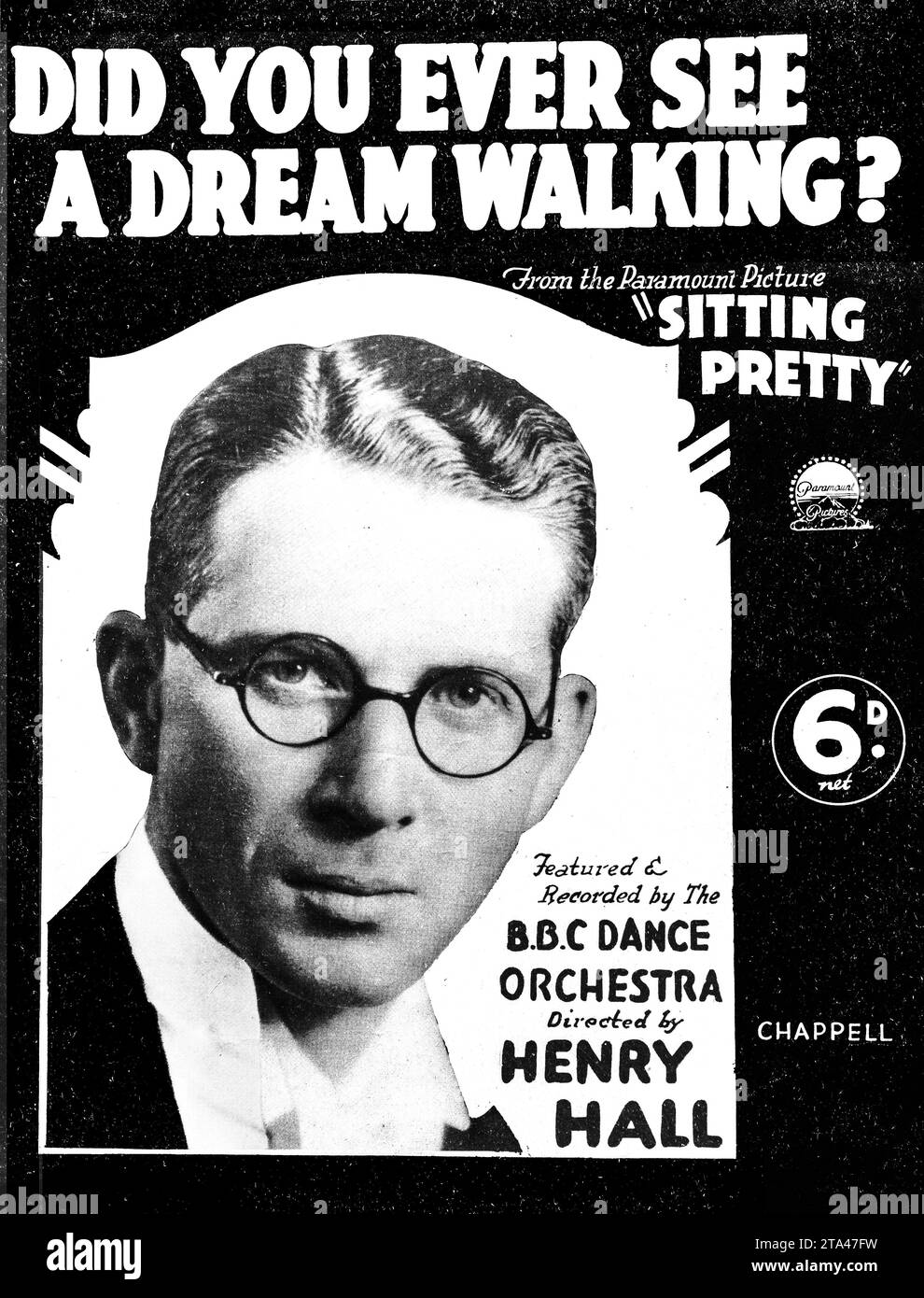 Partition cinématographique vintage - 'DID You Ever See A Dream Walking?'. Couverture de musique des années 1930 de The Paramount Picture 'sitting Pretty', mettant en vedette Henry Hall. Banque D'Images