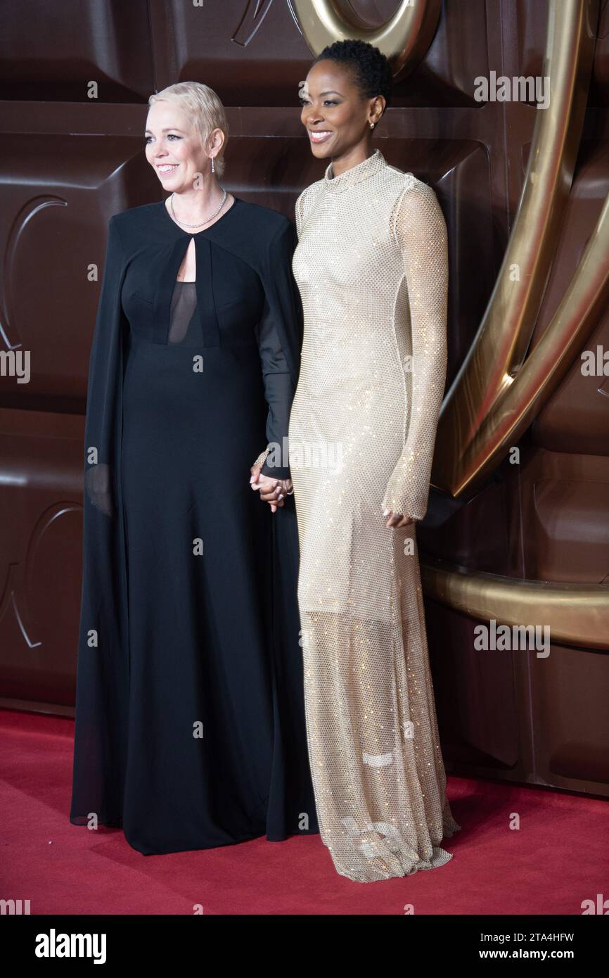 Londres, Royaume-Uni. 28 novembre 2023. Photo : (G-D) - Olivia Colman, Tracy Ifeachor assistent à la première mondiale de 'Wonka' au Royal Festival Hall, Southbank. Crédit : Justin ng/Alamy Live News Banque D'Images