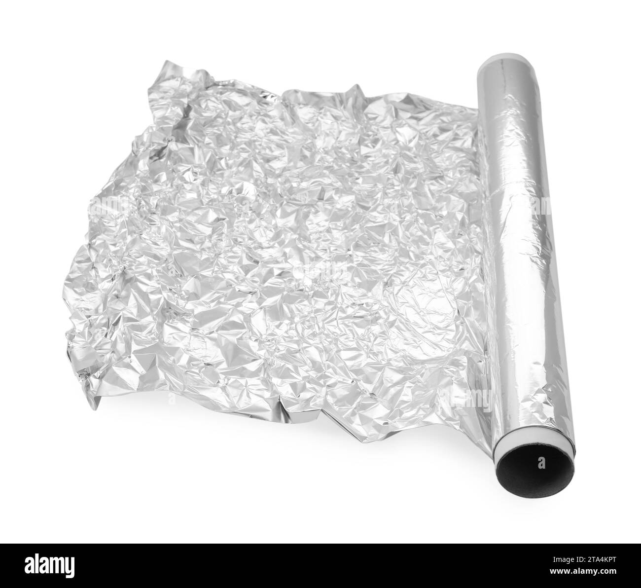 Rouleau de feuille d'aluminium isolée sur blanc Banque D'Images