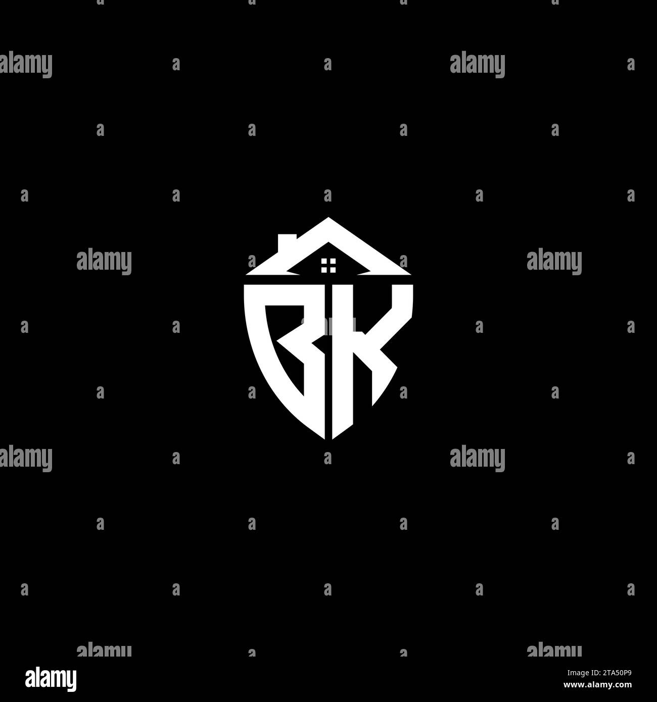 BK initiales Premium Shield logo monogramme avec des modèles modernes de conception de maison Illustration de Vecteur