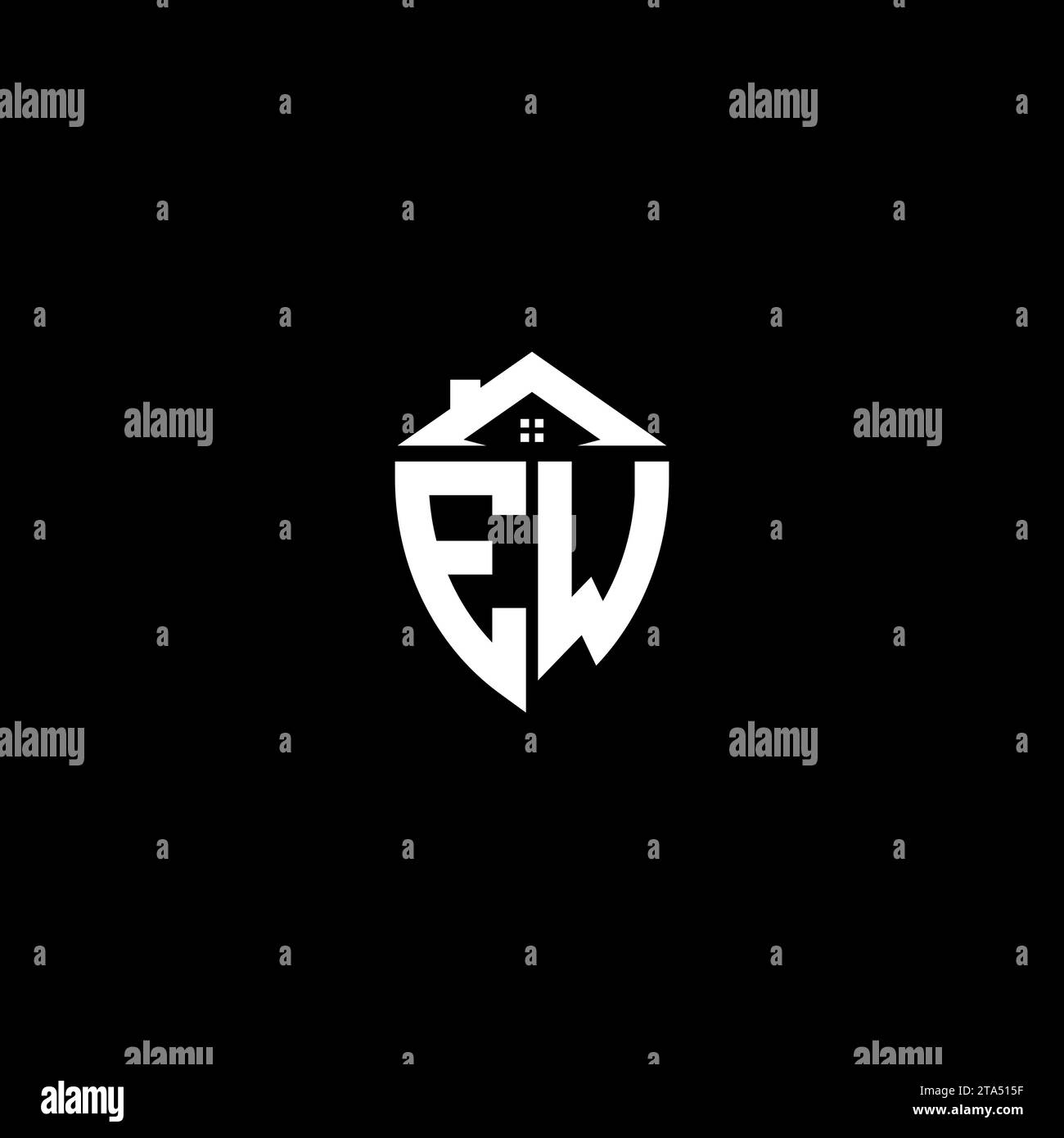 EW initiales Premium Shield logo monogramme avec des modèles modernes de conception de maison Illustration de Vecteur
