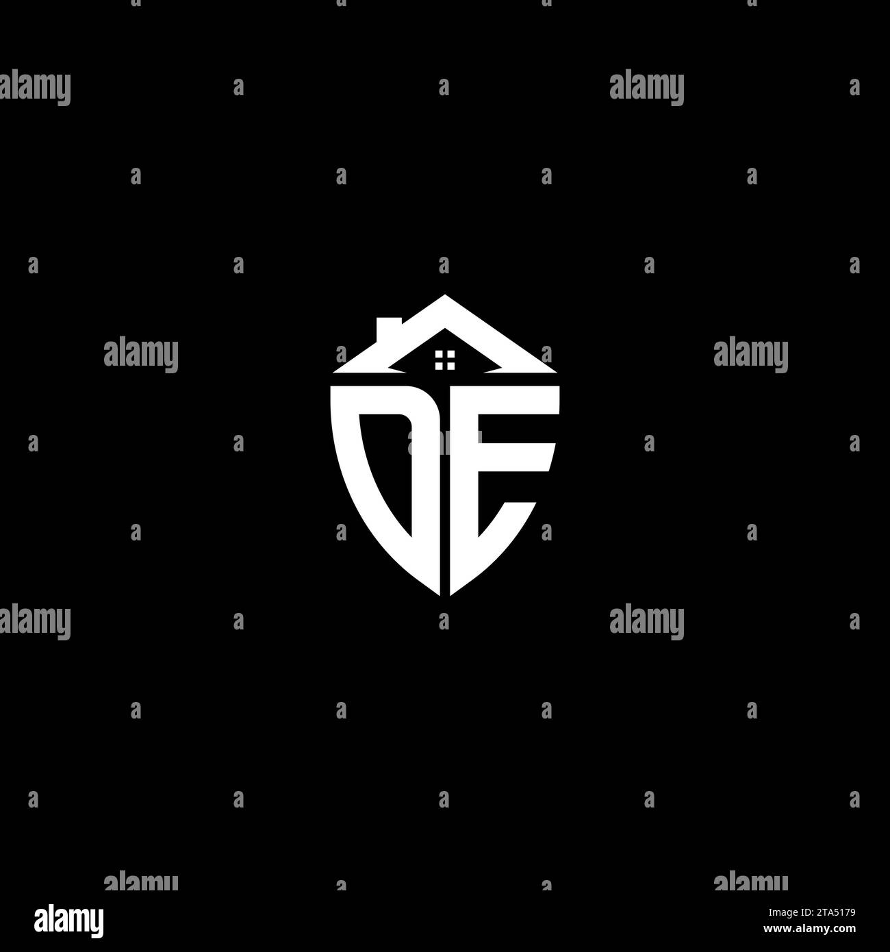 DE initiales Premium Shield logo monogramme avec des modèles modernes de conceptions de maison Illustration de Vecteur