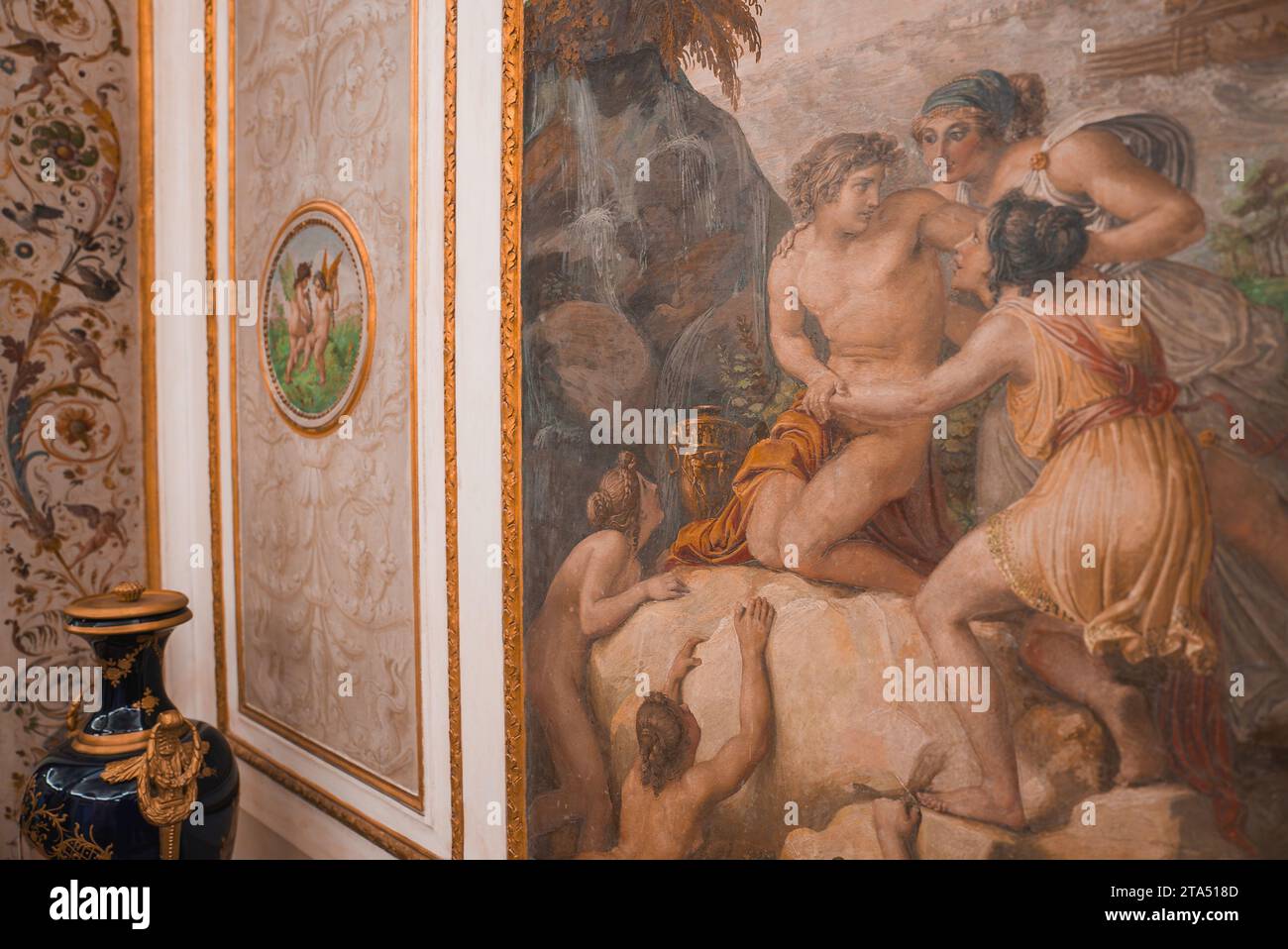 Peinture de mythologie grecque classique dans une salle ornée, Collection Venise - Photographie d'intérieur de luxe Banque D'Images