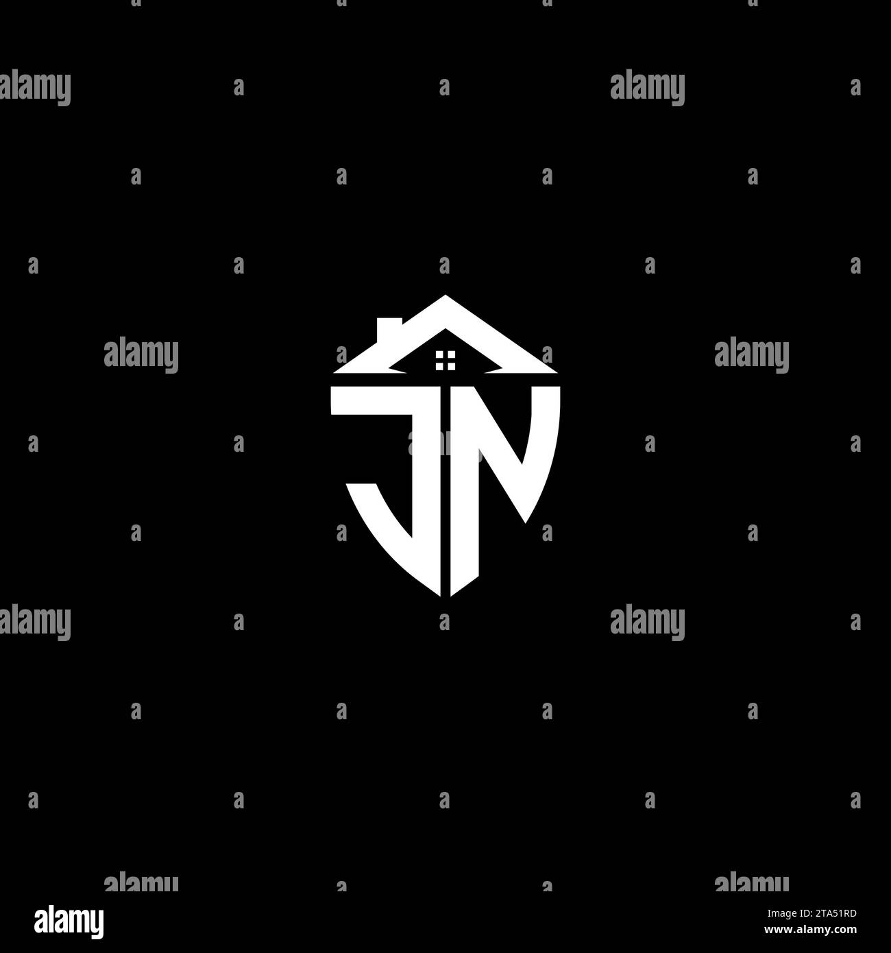 JN initiales Premium Shield logo monogramme avec des modèles modernes de conception de maison Illustration de Vecteur