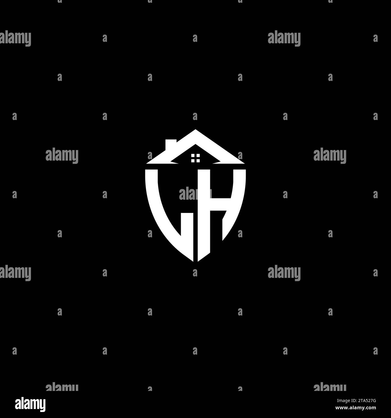 Initiales LH logo bouclier premium monogramme avec des modèles modernes de conception de maison Illustration de Vecteur