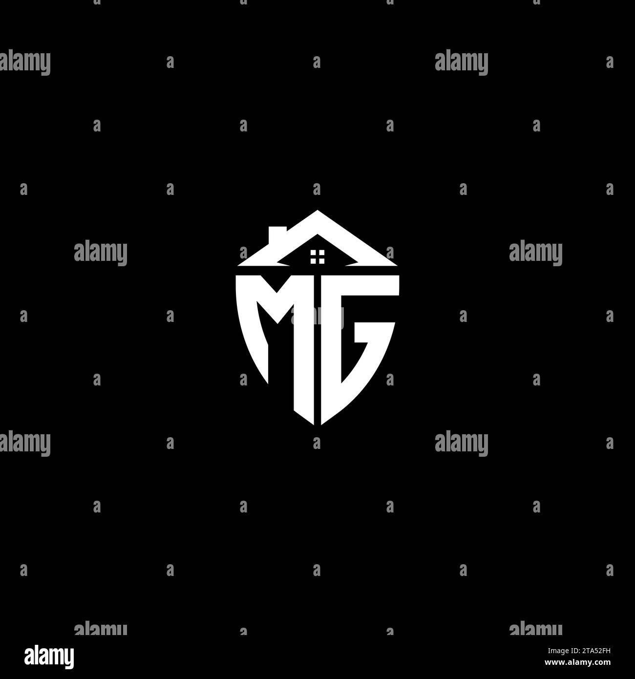 MG initiales Premium Shield logo monogramme avec des modèles modernes de conception de maison Illustration de Vecteur