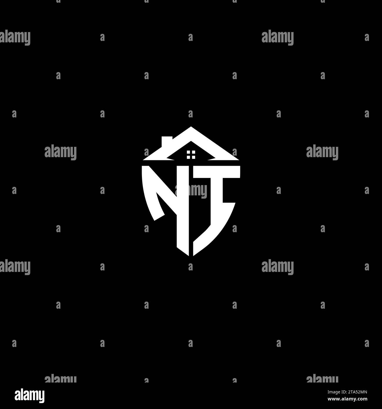 NI initiales Premium Shield logo monogramme avec des modèles modernes de conception de maison Illustration de Vecteur