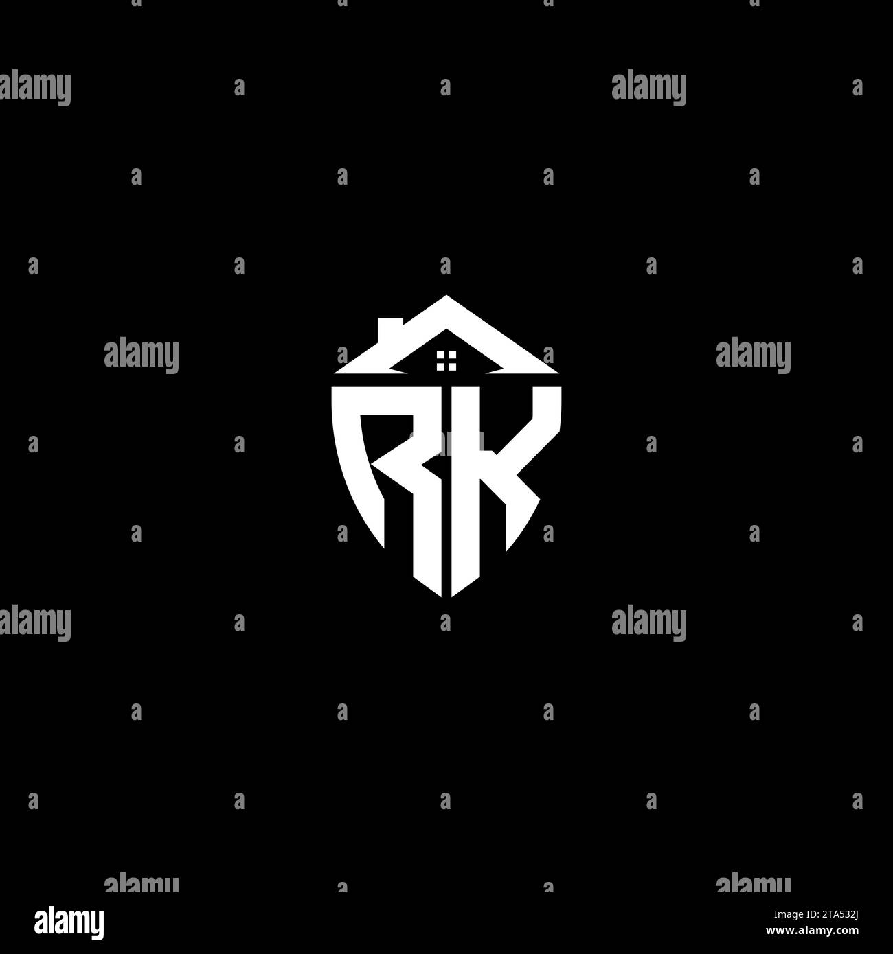 RK initiales Premium Shield logo monogramme avec des modèles modernes de conception de maison Illustration de Vecteur