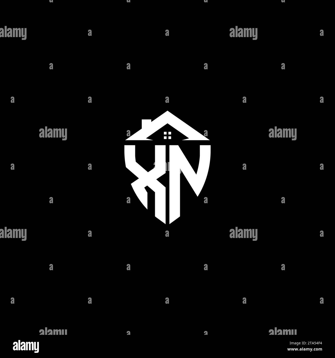 XN initiales Premium Shield logo monogramme avec des modèles modernes de conception de maison Illustration de Vecteur
