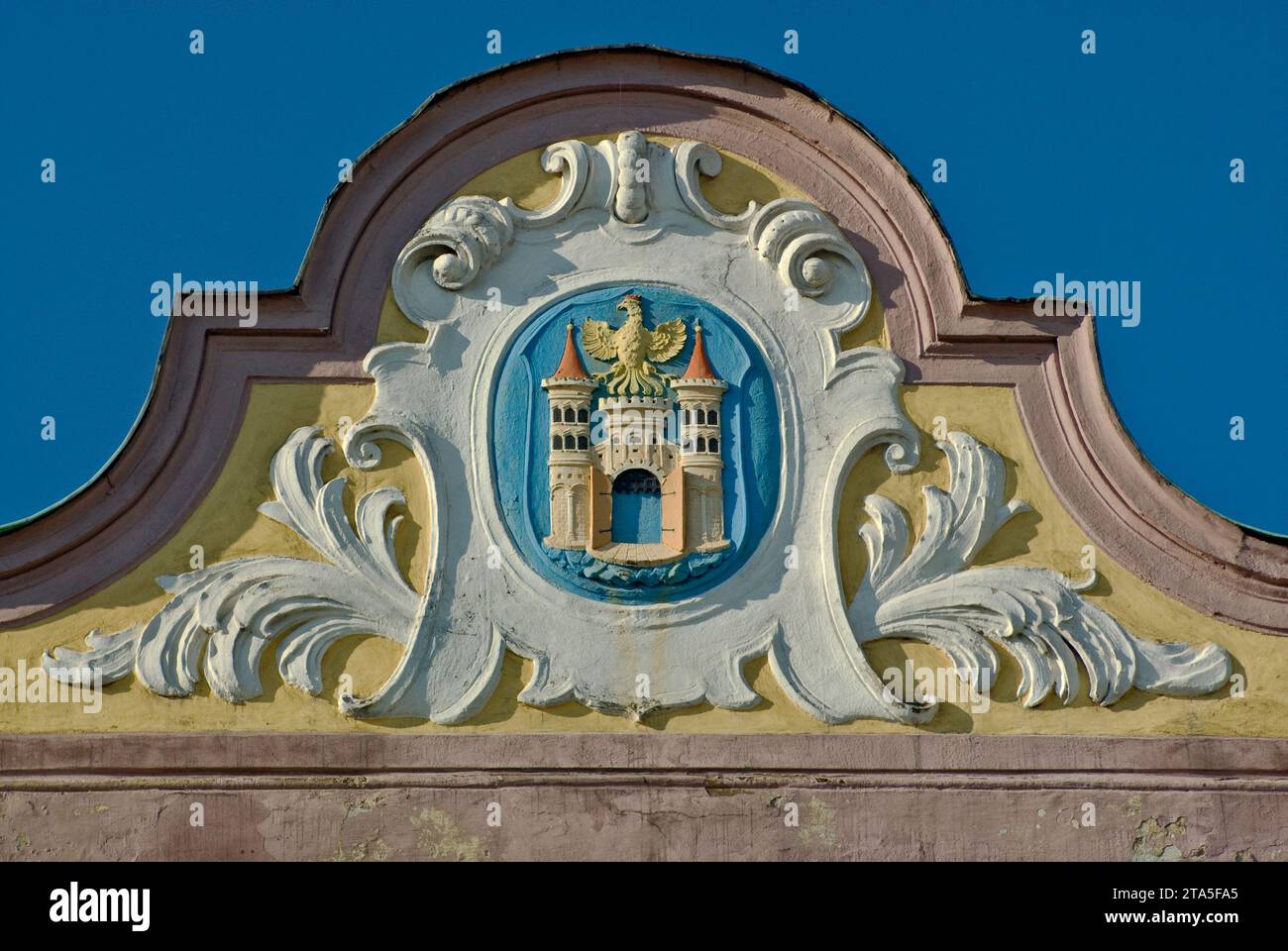 Armoiries à la maison de Rynek (place du marché) à Cieszyn, Śląskie, Pologne Banque D'Images