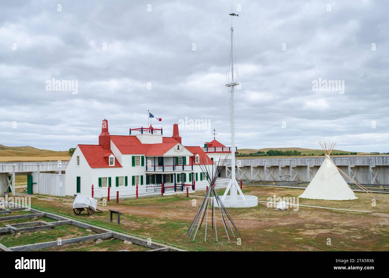 Site historique national du fort Union Trading Post, reconstruction partielle du célèbre poste de traite des fourrures sur la rivière Upper Missouri Banque D'Images