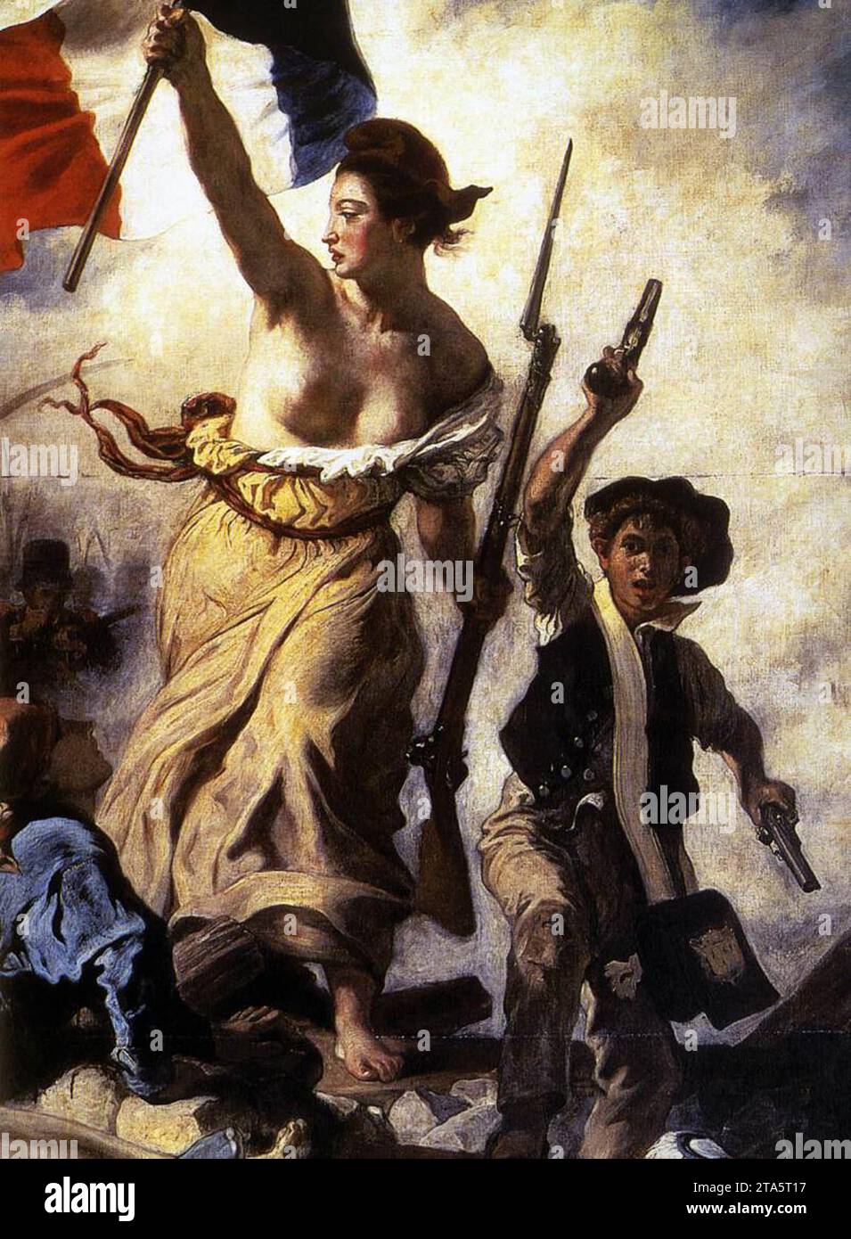 Liberté conduisant le peuple (détail) 1830 par Eugène Delacroix Banque D'Images