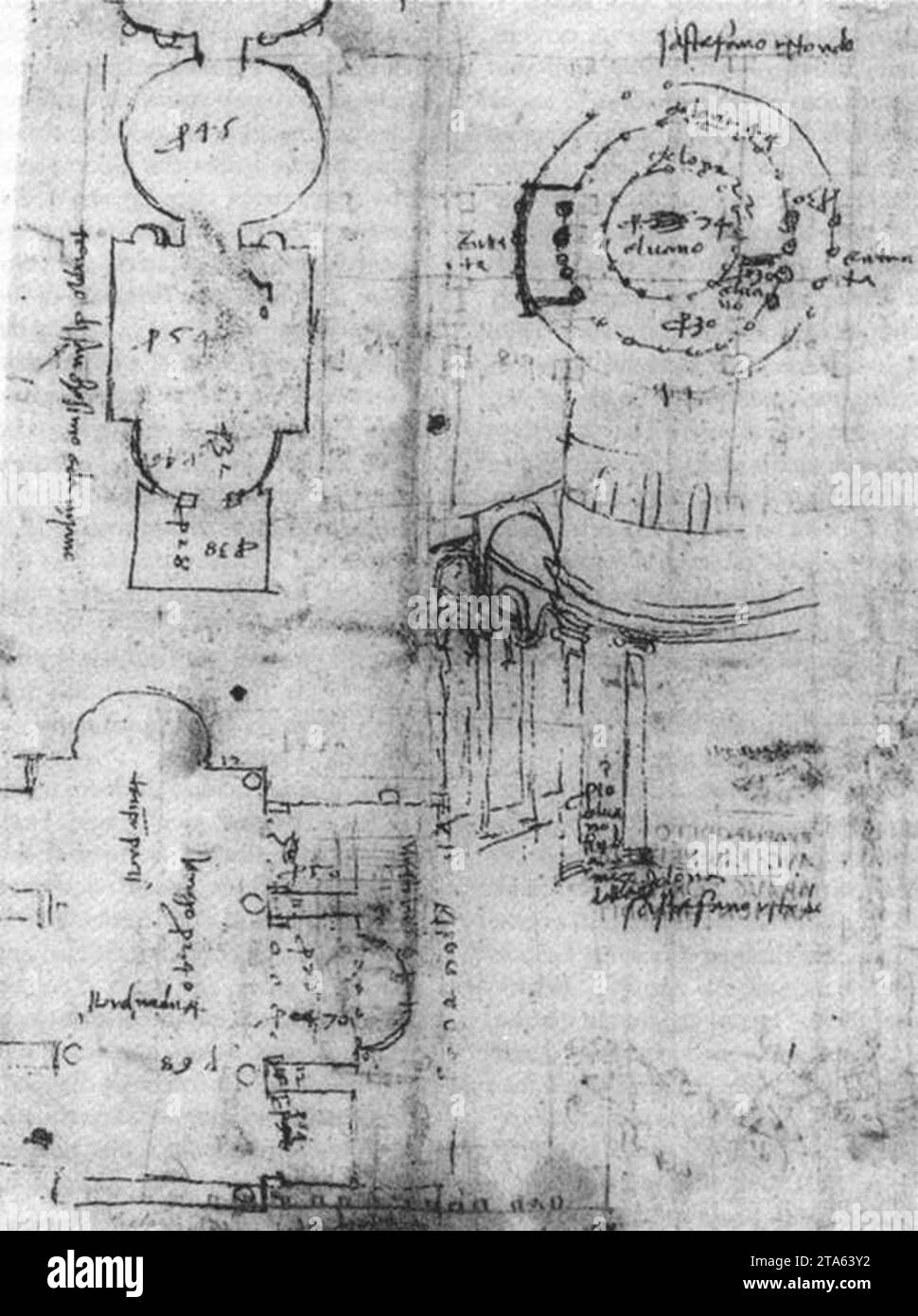 Illustrations de la Trattato di Architettura c. 1470 de Francesco Di Giorgio Martini Banque D'Images