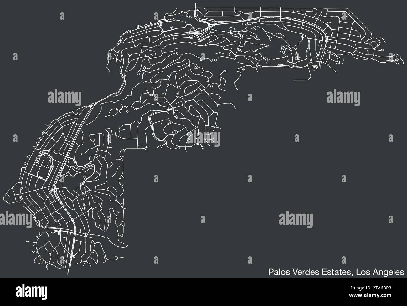 Carte des rues de la VILLE DE PALOS VERDES DOMAINES, CONSEIL MUNICIPAL DE LOS ANGELES Illustration de Vecteur