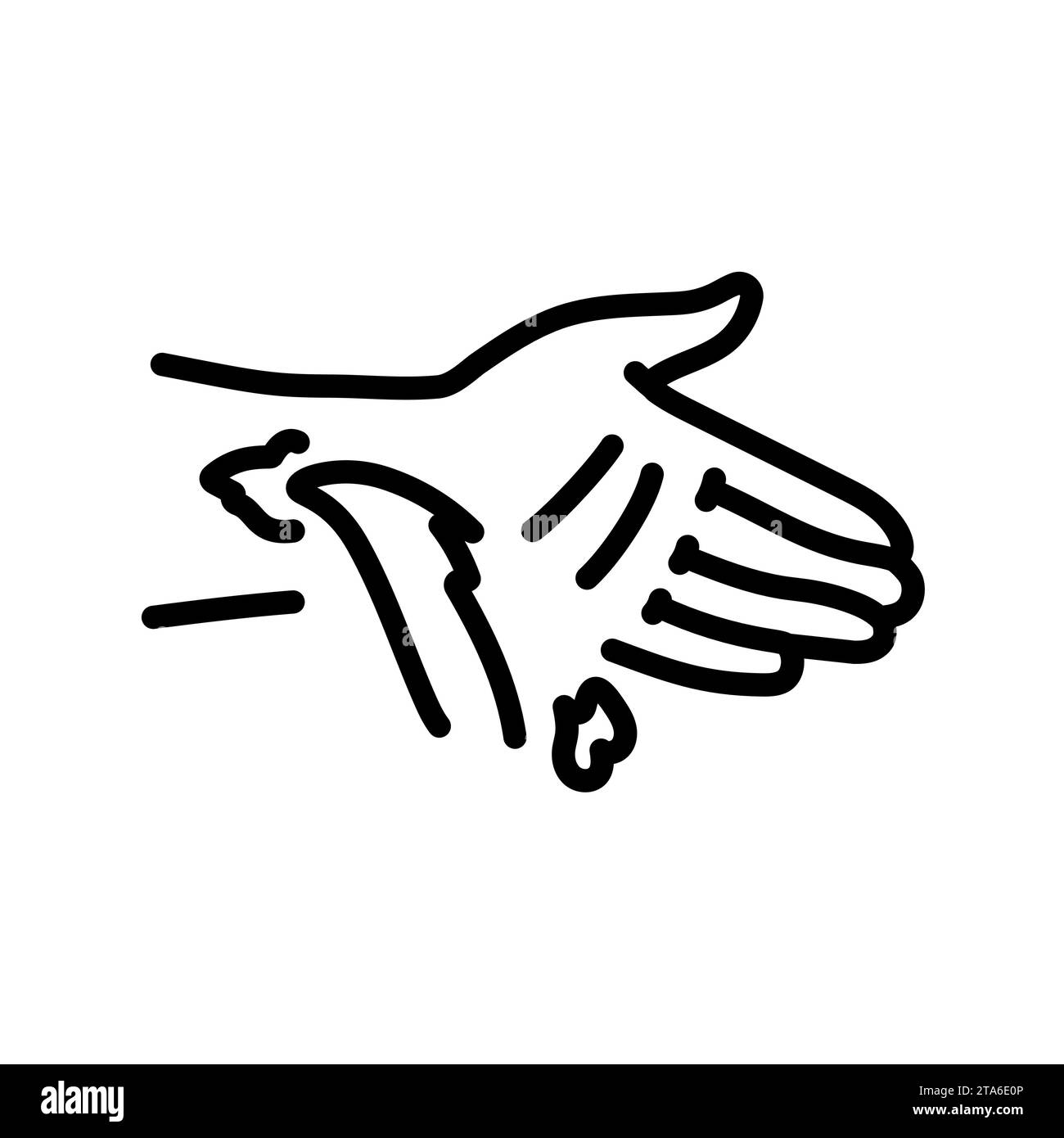 Saignement artériel à partir de l'icône de ligne noire de la main. Blessures. Pictogramme pour page web, application mobile, promo. Illustration de Vecteur