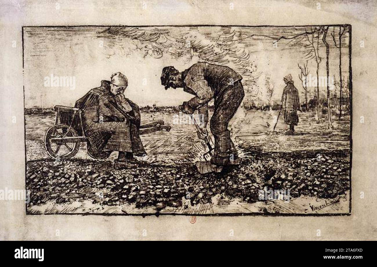 Burning Weeds juillet 1883, la Haye par Vincent Van Gogh Banque D'Images