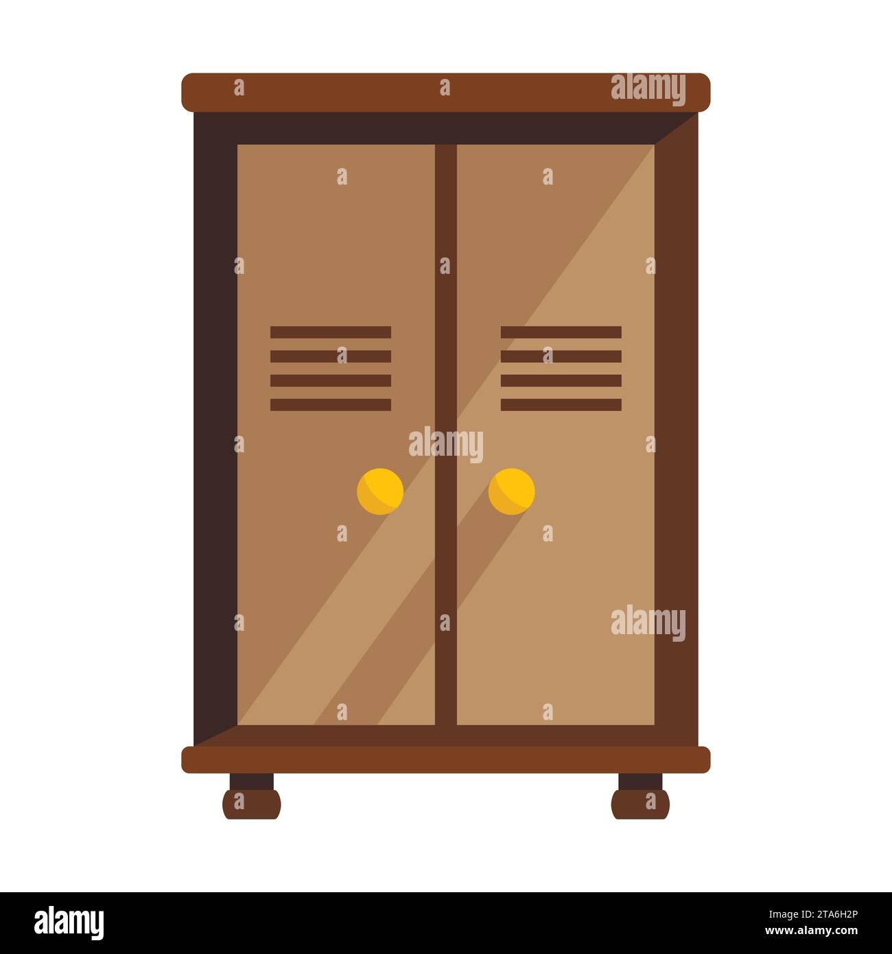 Icône de garde-robe de placard isolé sur fond blanc. Armoire mobilier en bois naturel. Armoire à éléments intérieurs d'une pièce Illustration de Vecteur