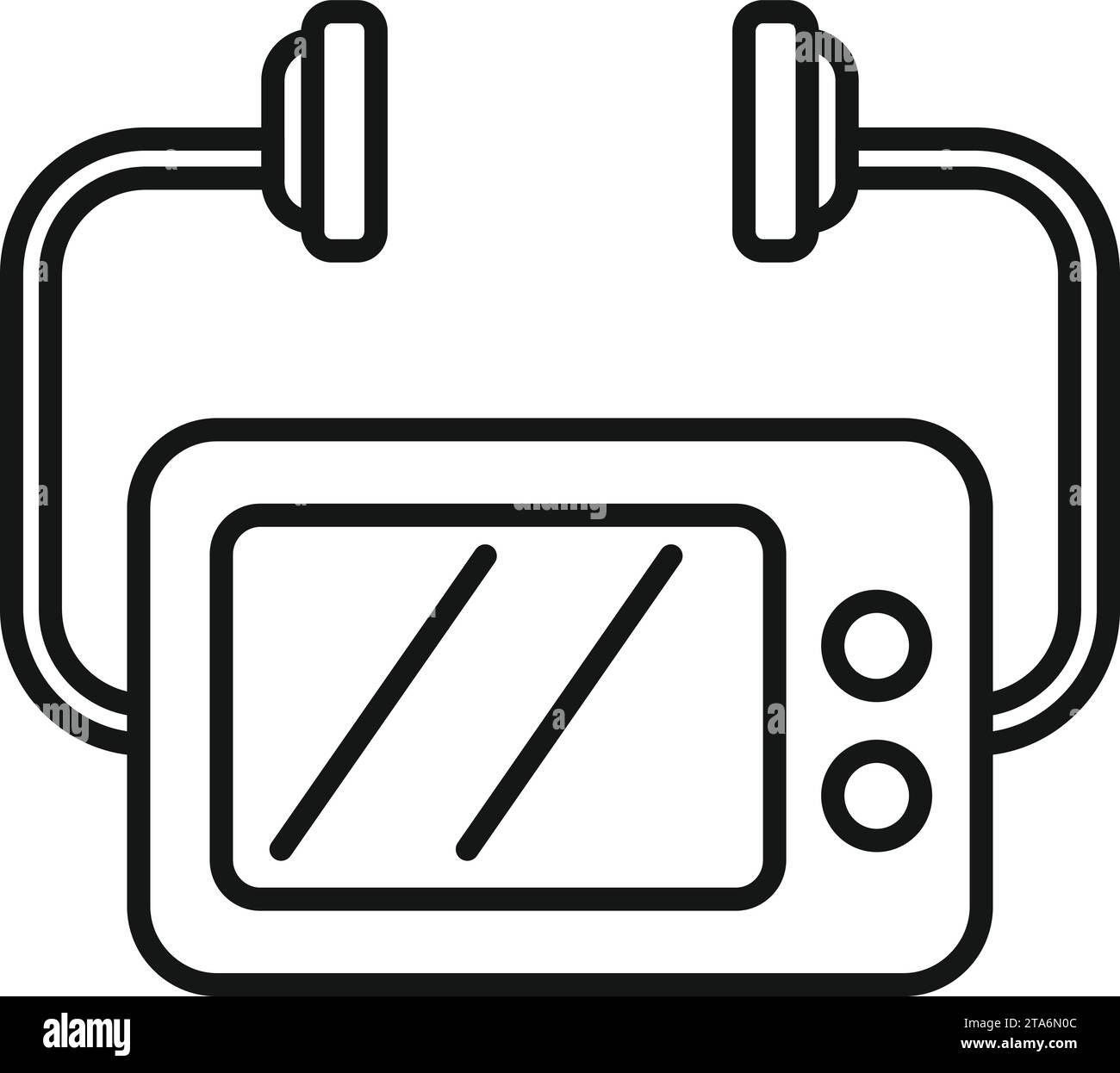 Vecteur de contour de l'icône du défibrillateur à air. Cœur AED. Cardiologie Illustration de Vecteur