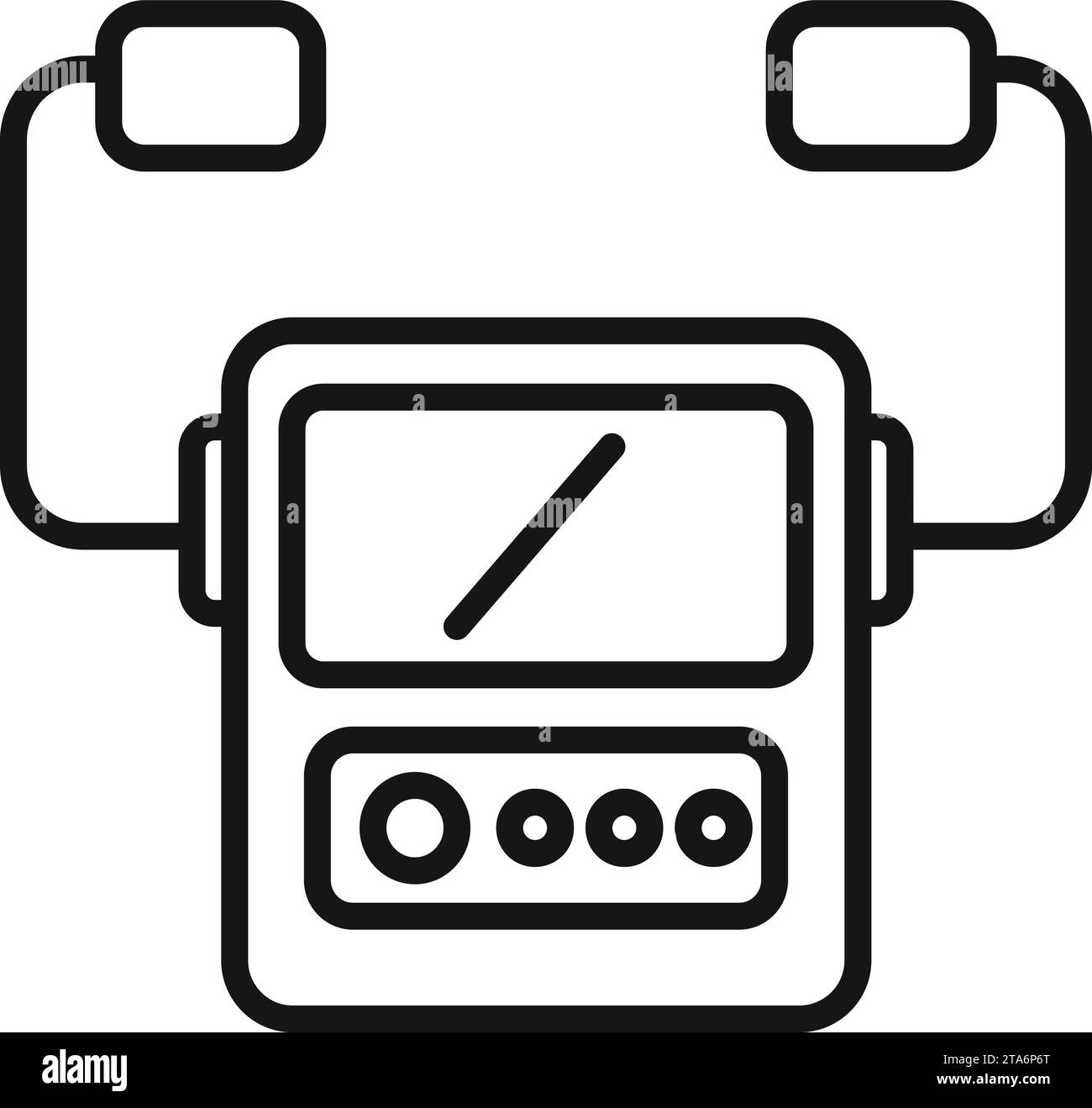 Vecteur de contour de l'icône du défibrillateur d'urgence. Soins automatiques. Problème cardiaque de la personne Illustration de Vecteur