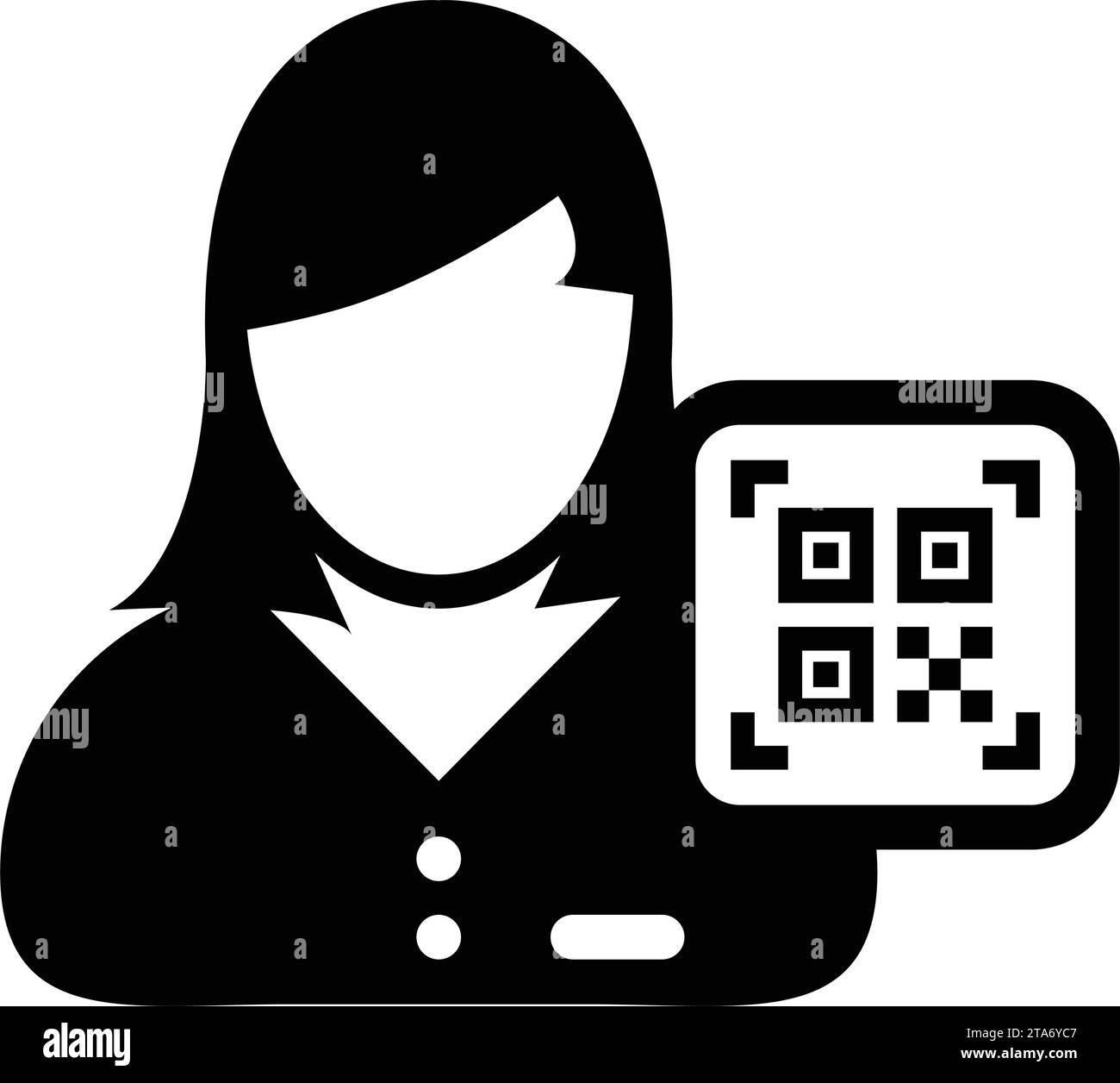 Avatar d'icône d'identification numérique avec code qr pour l'identité biométrique dans le symbole de profil de personne d'utilisateur masculin de vecteur pour dans une illustration de pictogramme de glyphe Illustration de Vecteur