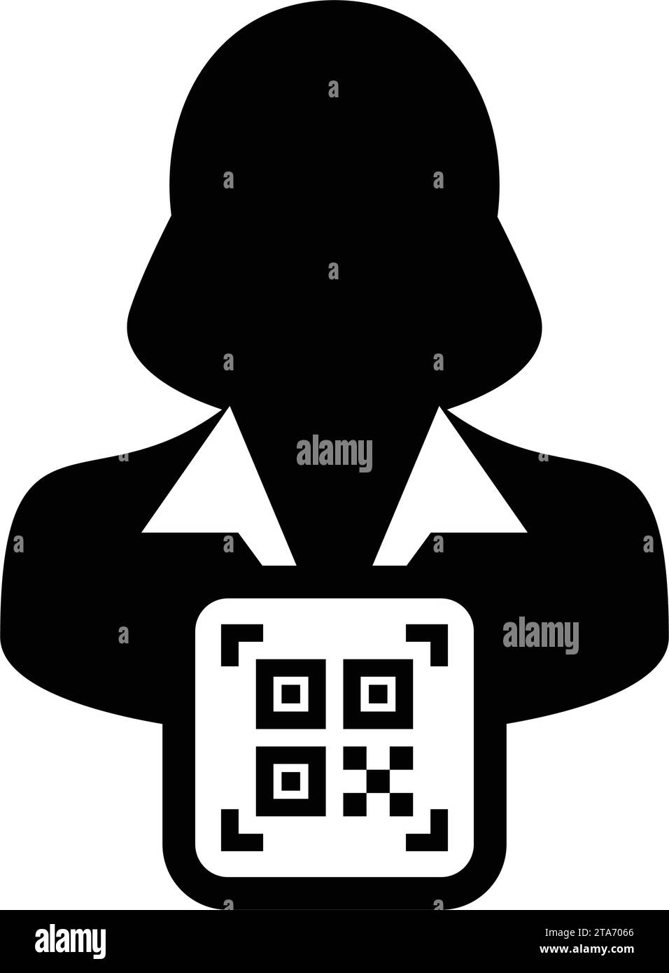 Avatar d'icône d'identification numérique avec code qr pour l'identité biométrique dans le symbole de profil de personne d'utilisateur masculin de vecteur pour dans une illustration de pictogramme de glyphe Illustration de Vecteur
