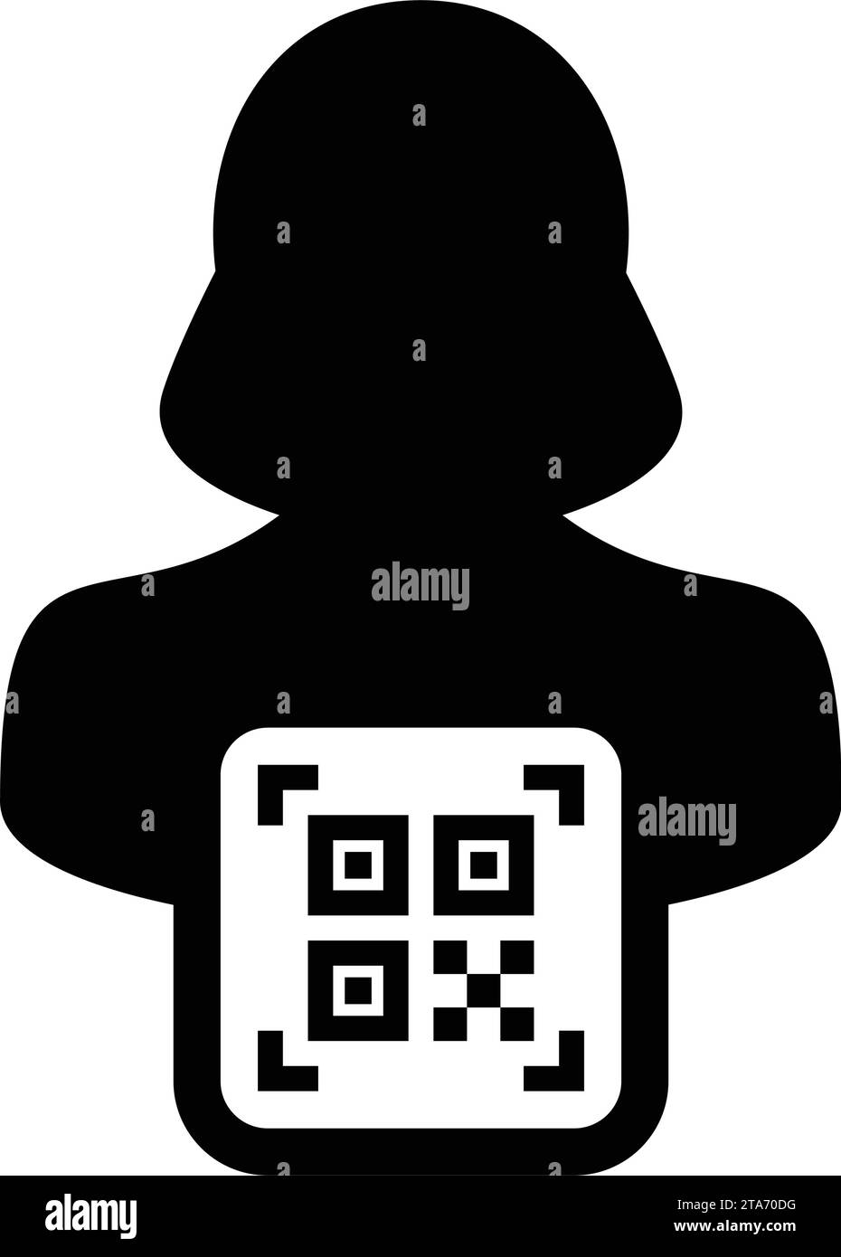Avatar d'icône d'identification numérique avec code qr pour l'identité biométrique dans le symbole de profil de personne d'utilisateur masculin de vecteur pour dans une illustration de pictogramme de glyphe Illustration de Vecteur