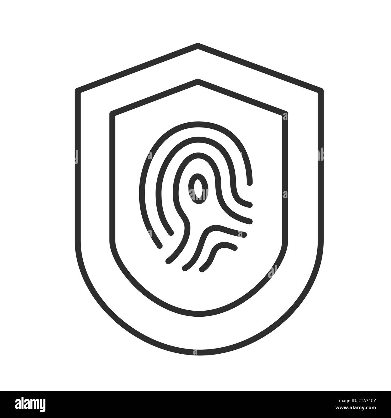 Vecteur de bouclier de cybersécurité d'icône d'empreinte digitale. Illustration de Vecteur