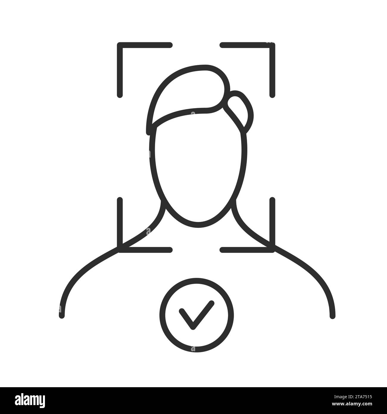 Icône de reconnaissance faciale. Détection et identification de l'identité faciale. Analyse de connexion d'identité. Illustration de Vecteur