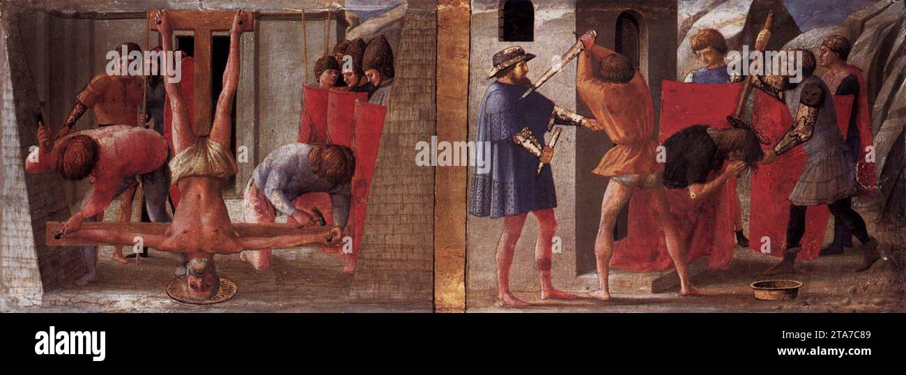 Panneau Predella de l'autel de Pise 1426 par Masaccio Banque D'Images