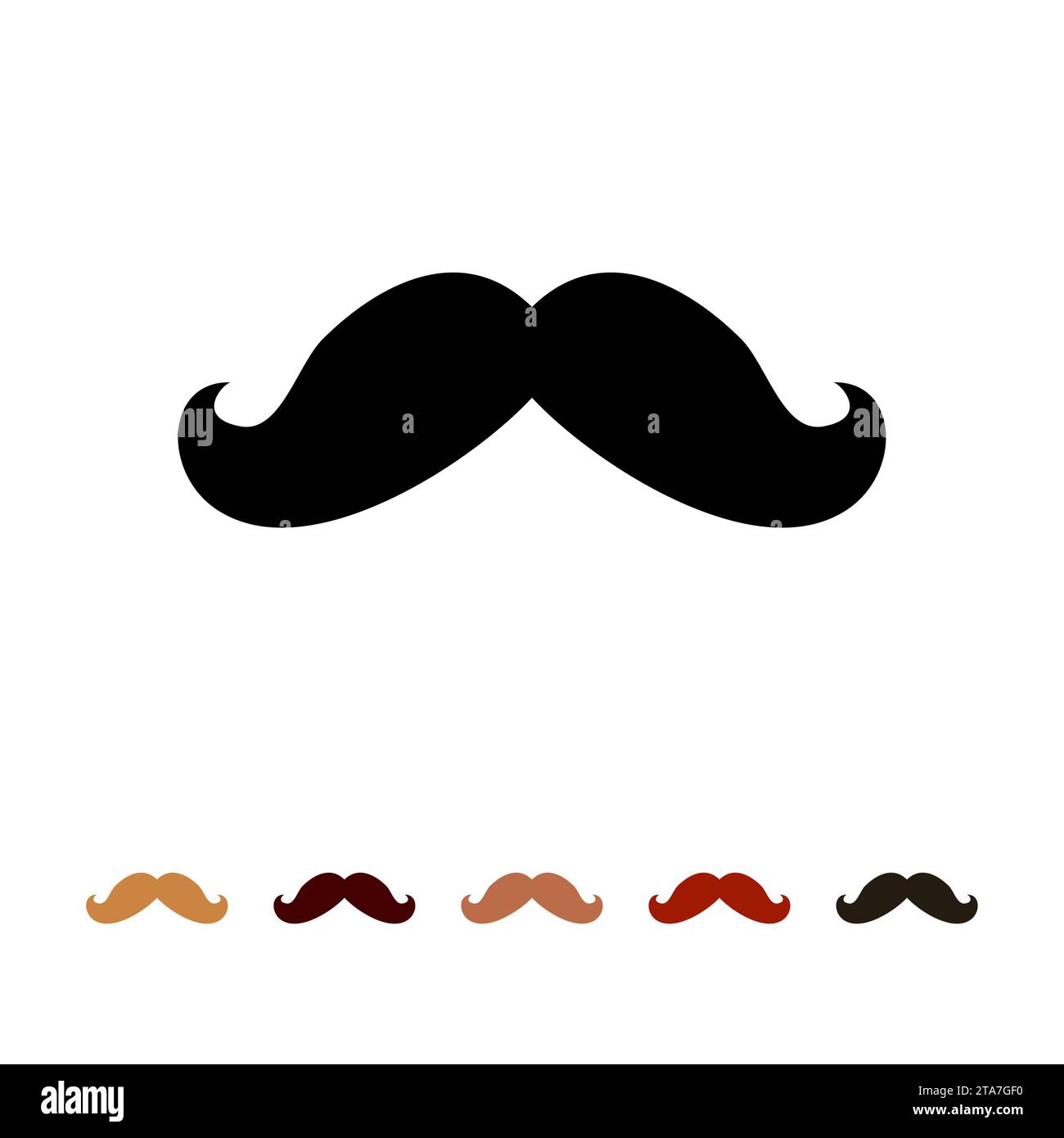 Silhouette d'icône de moustaches isolé sur fond blanc. Hommes différentes couleurs moustache cheveux. Illustration vectorielle Illustration de Vecteur