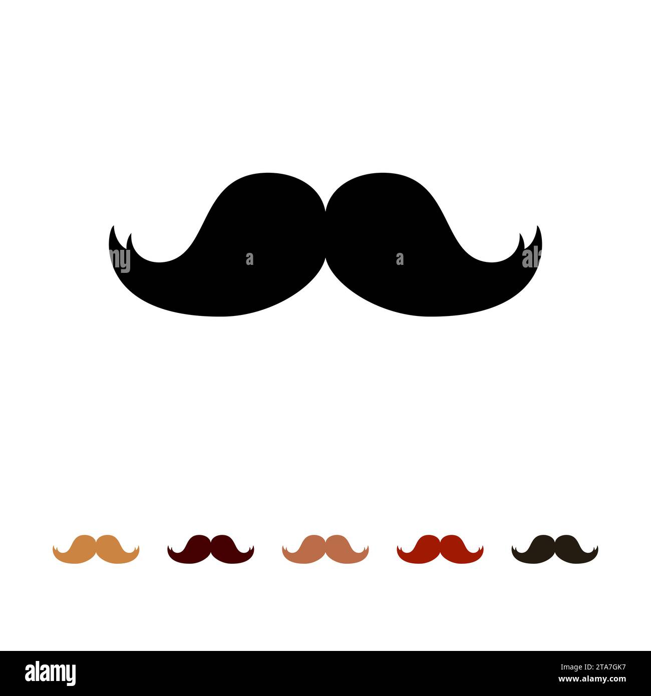 Silhouette d'icône de moustaches isolé sur fond blanc. Hommes différentes couleurs moustache cheveux. Illustration vectorielle Illustration de Vecteur