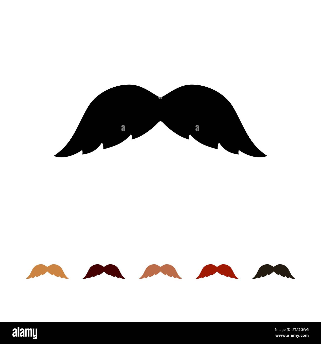 Silhouette d'icône de moustaches isolé sur fond blanc. Hommes différentes couleurs moustache cheveux. Illustration vectorielle Illustration de Vecteur