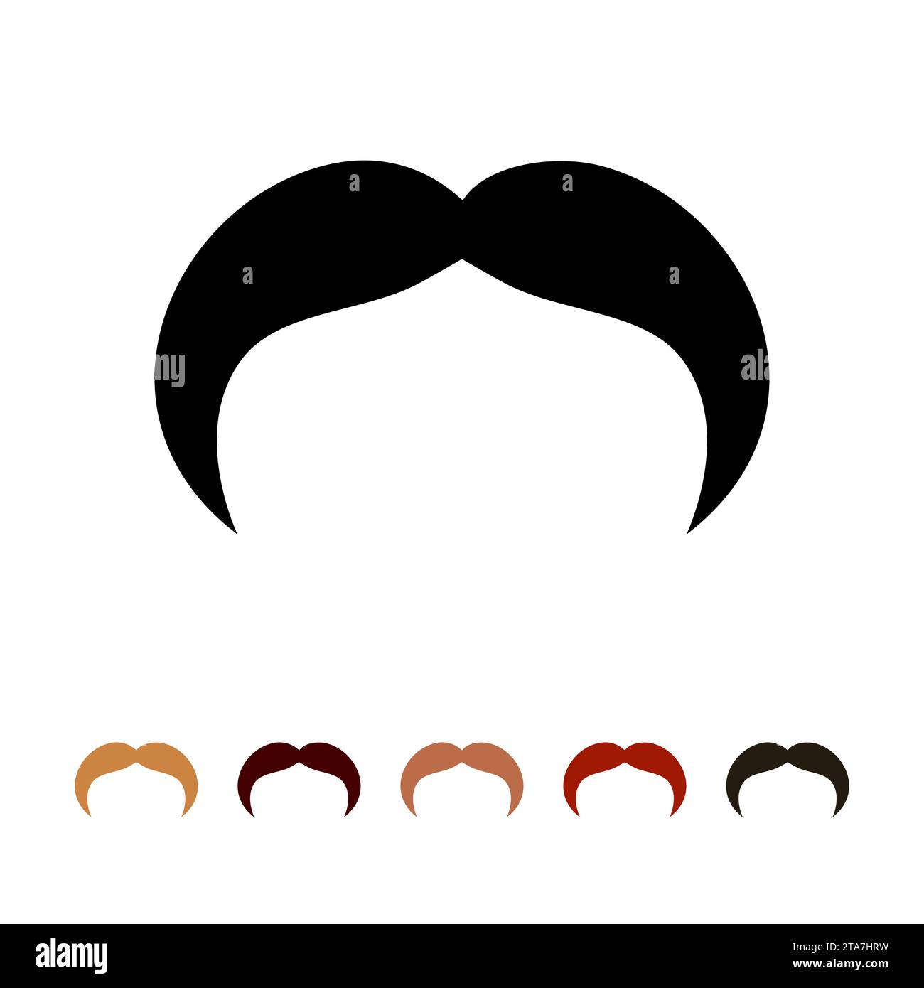 Silhouette d'icône de moustaches isolé sur fond blanc. Hommes différentes couleurs moustache cheveux. Illustration vectorielle Illustration de Vecteur