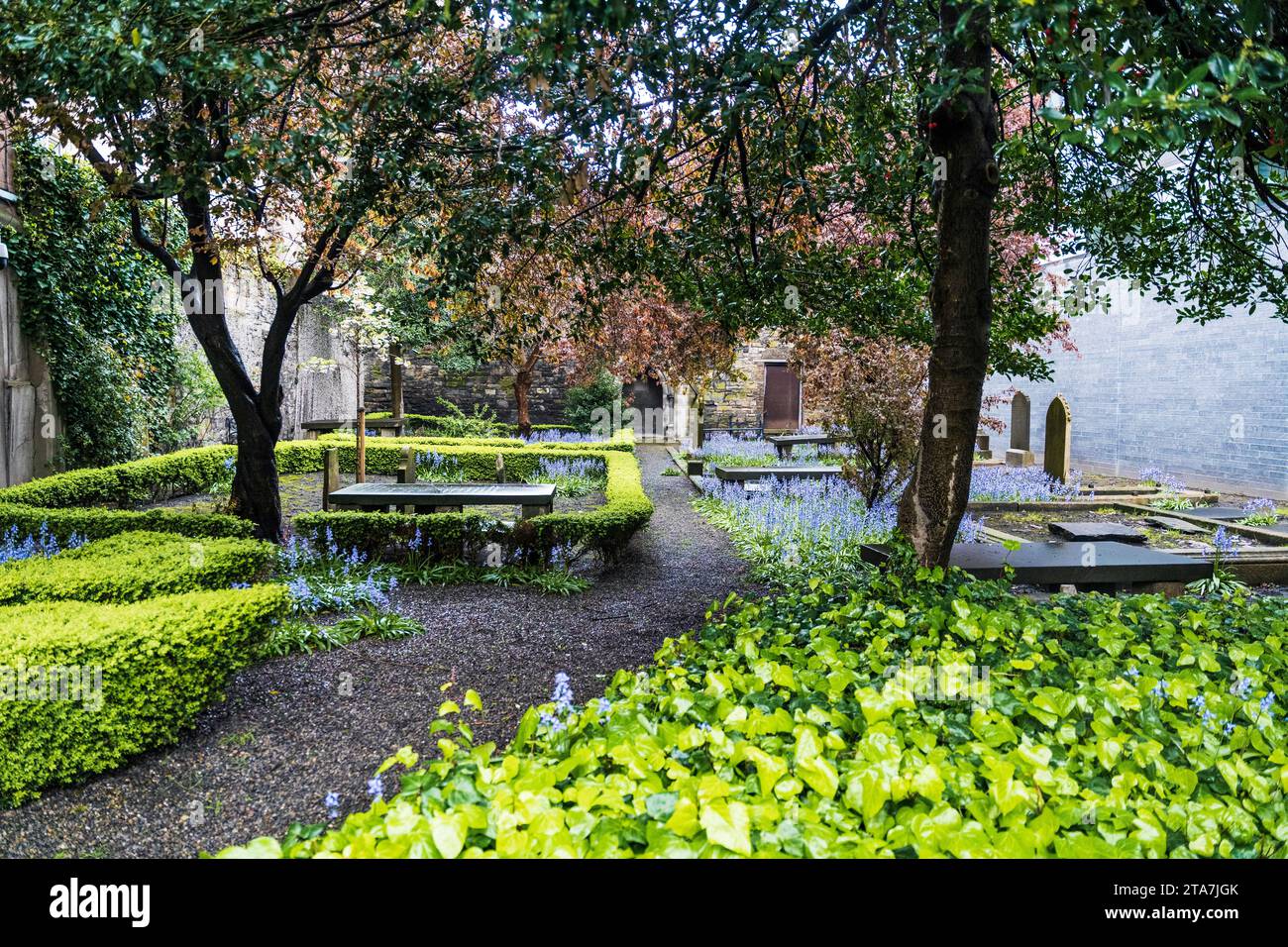 Cimetière Huguenot, un petit cimetière à Merrion Row près de St. Stephen's Green, où les descendants des huguenots sont enterrés, centre-ville de Dublin, Irlande Banque D'Images