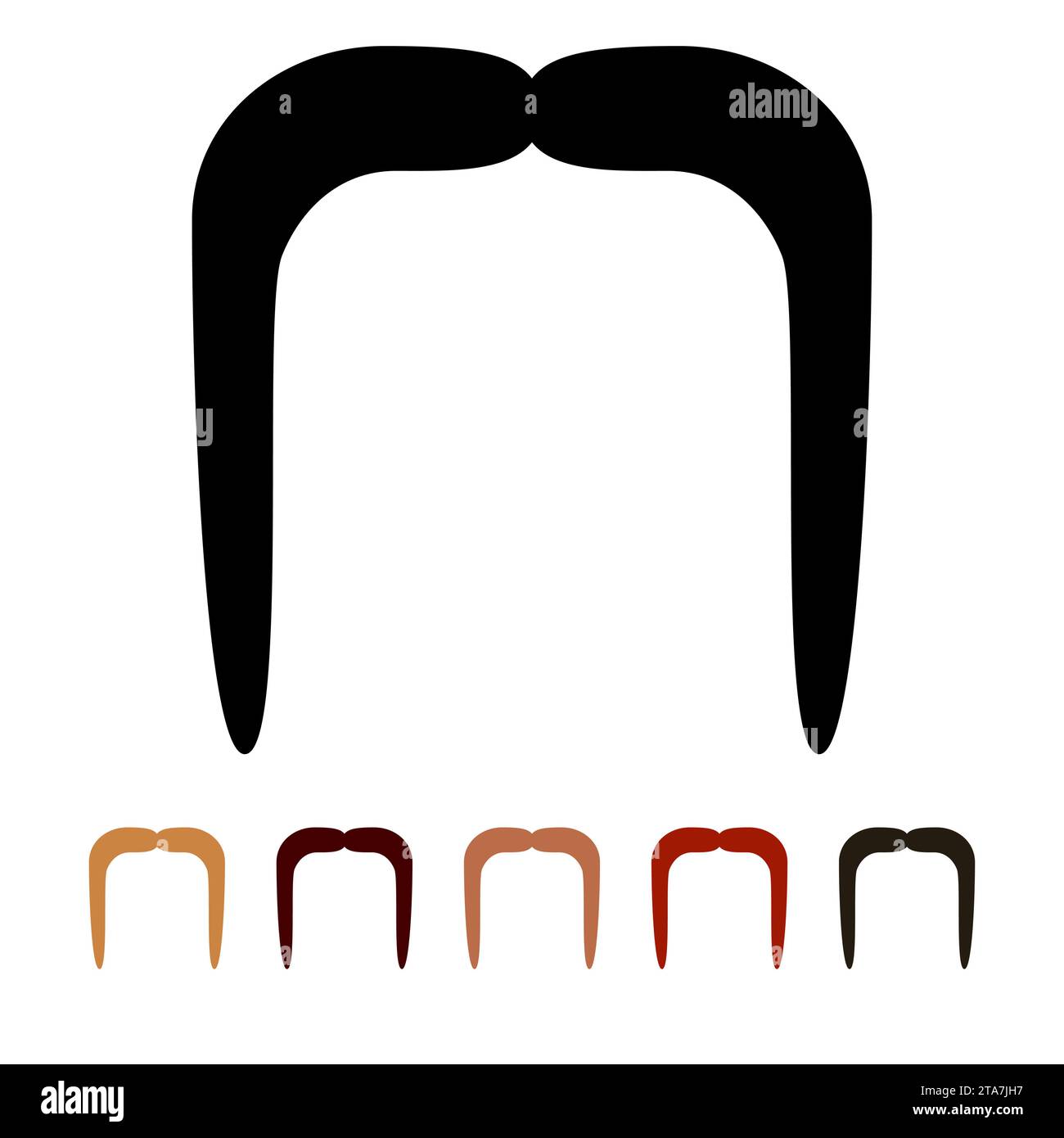 Silhouette d'icône de moustaches isolé sur fond blanc. Hommes différentes couleurs moustache cheveux. Illustration vectorielle Illustration de Vecteur